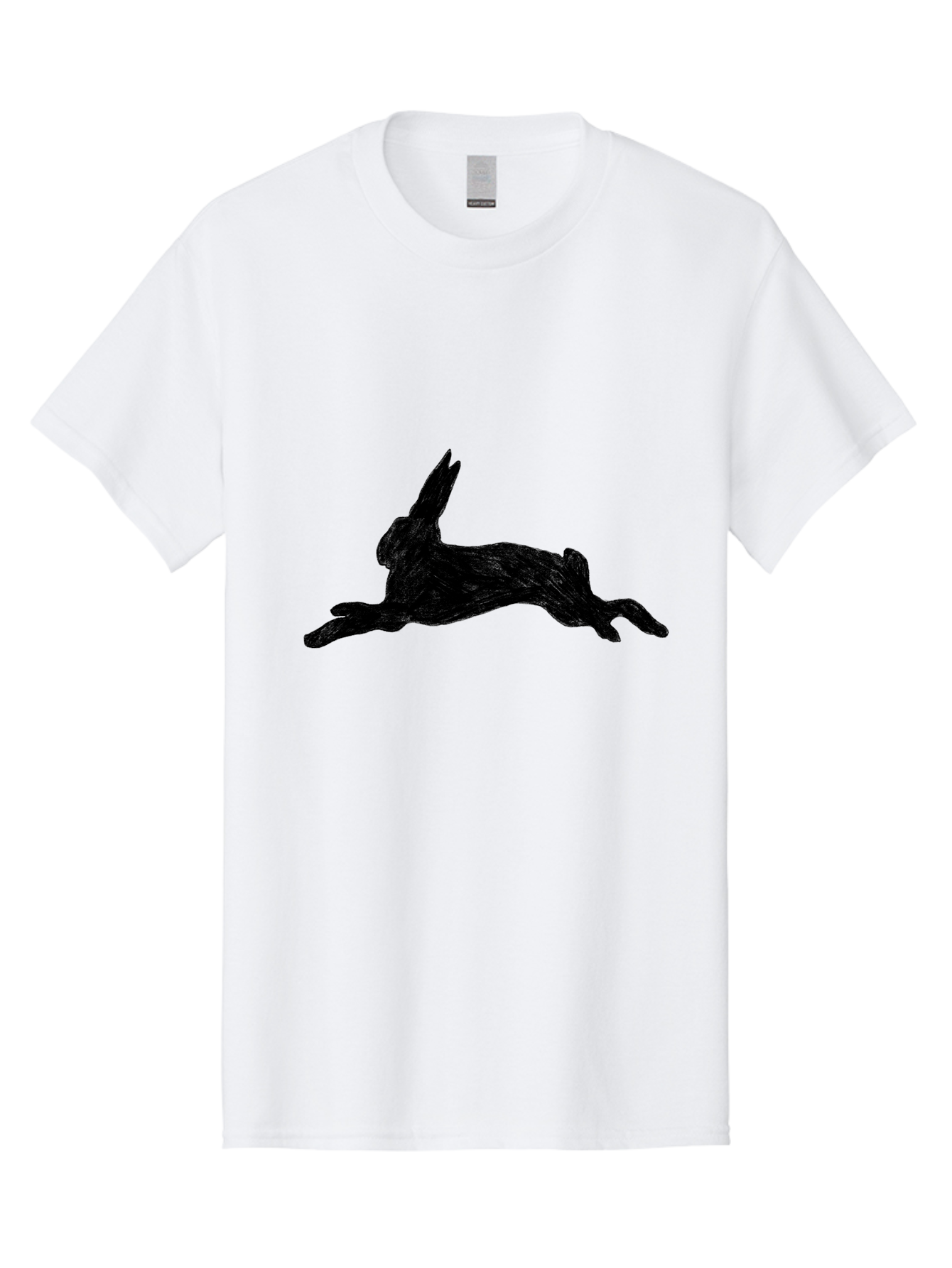 Running-Rabbit Men'S Graphic Tee, 100% Cotton, Comfortable Casual Summer Wear, Machine Washable, Leaping Rabbit, Dynamic Pose, Energetic Movement, Black Silhouette, Simple Design, Minimalist Art, Wildlife Silhouette Aac347 17
