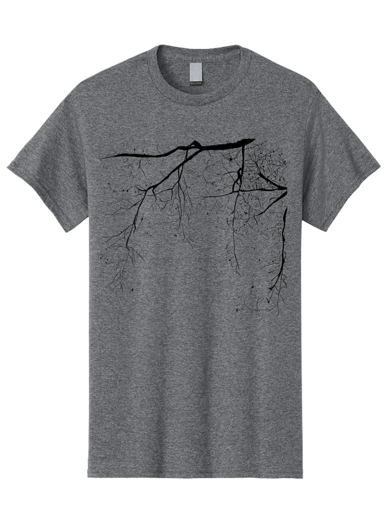 Tree-Branches Men'S Graphic Tee, 100% Cotton, Comfortable Casual Summer Wear, Machine Washable, Bare Tree Branches, Black Silhouettes, Intricate Patterns, Winter Scenery, Seasonal Change, Natural Beauty, Artistic Design Aac354 25