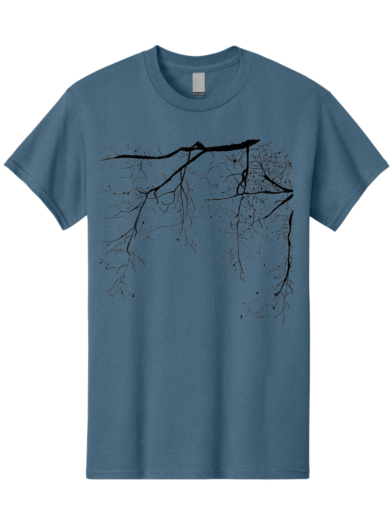 Tree-Branches Men'S Graphic Tee, 100% Cotton, Comfortable Casual Summer Wear, Machine Washable, Bare Tree Branches, Black Silhouettes, Intricate Patterns, Winter Scenery, Seasonal Change, Natural Beauty, Artistic Design Aac354 19