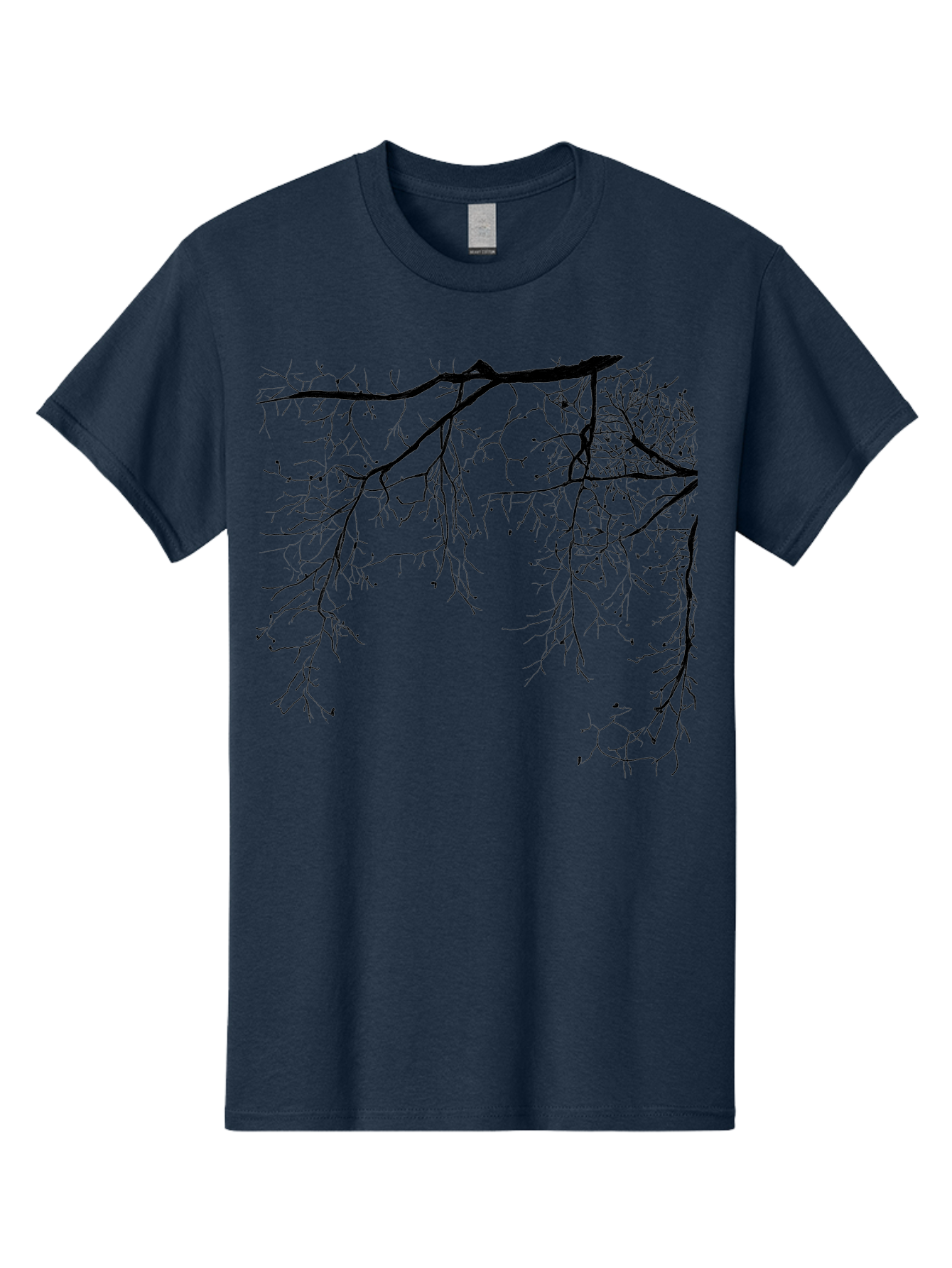 Tree-Branches Men'S Graphic Tee, 100% Cotton, Comfortable Casual Summer Wear, Machine Washable, Bare Tree Branches, Black Silhouettes, Intricate Patterns, Winter Scenery, Seasonal Change, Natural Beauty, Artistic Design Aac354 15