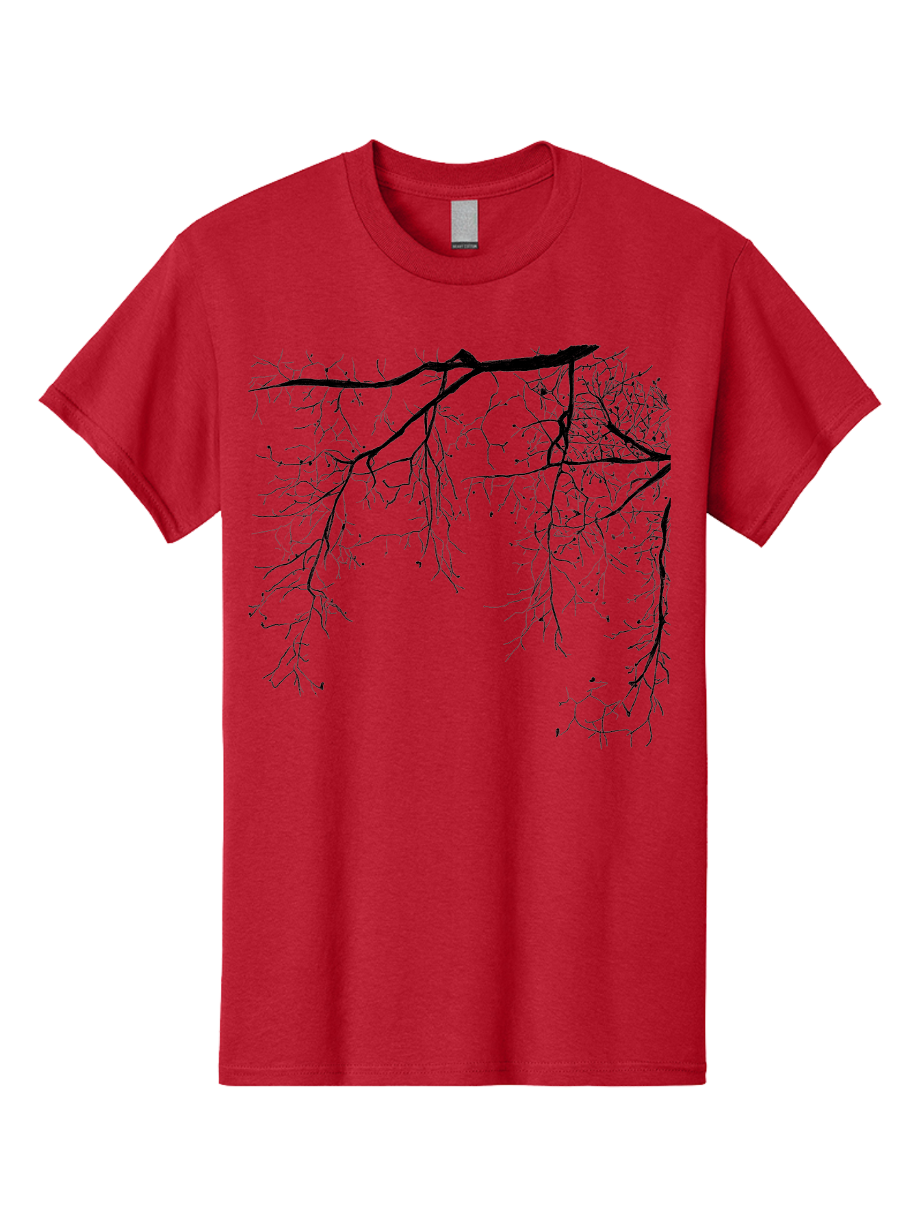 Tree-Branches Men'S Graphic Tee, 100% Cotton, Comfortable Casual Summer Wear, Machine Washable, Bare Tree Branches, Black Silhouettes, Intricate Patterns, Winter Scenery, Seasonal Change, Natural Beauty, Artistic Design Aac354 5