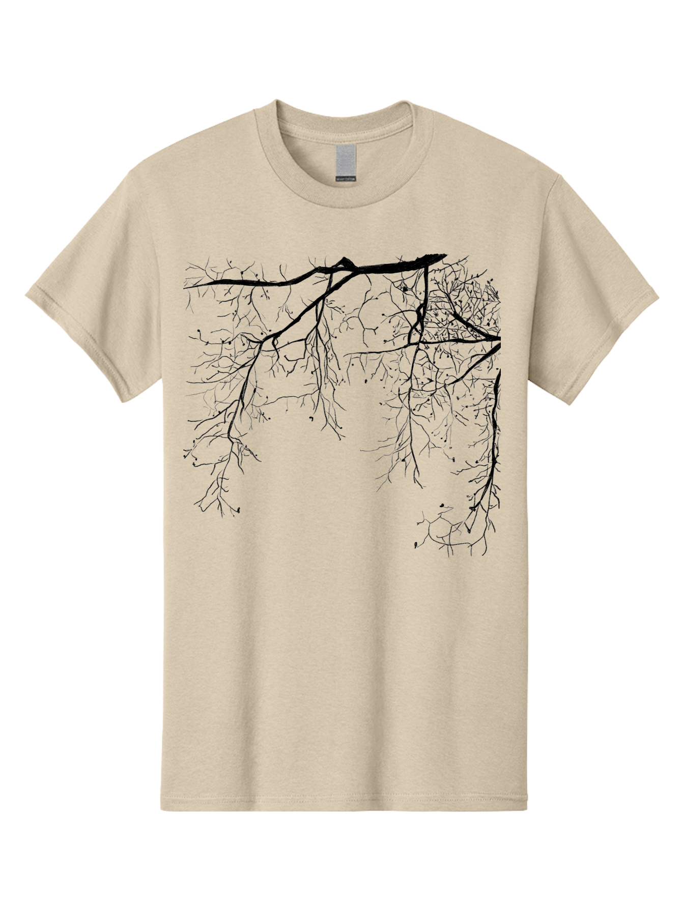 Tree-Branches Men'S Graphic Tee, 100% Cotton, Comfortable Casual Summer Wear, Machine Washable, Bare Tree Branches, Black Silhouettes, Intricate Patterns, Winter Scenery, Seasonal Change, Natural Beauty, Artistic Design Aac354 7
