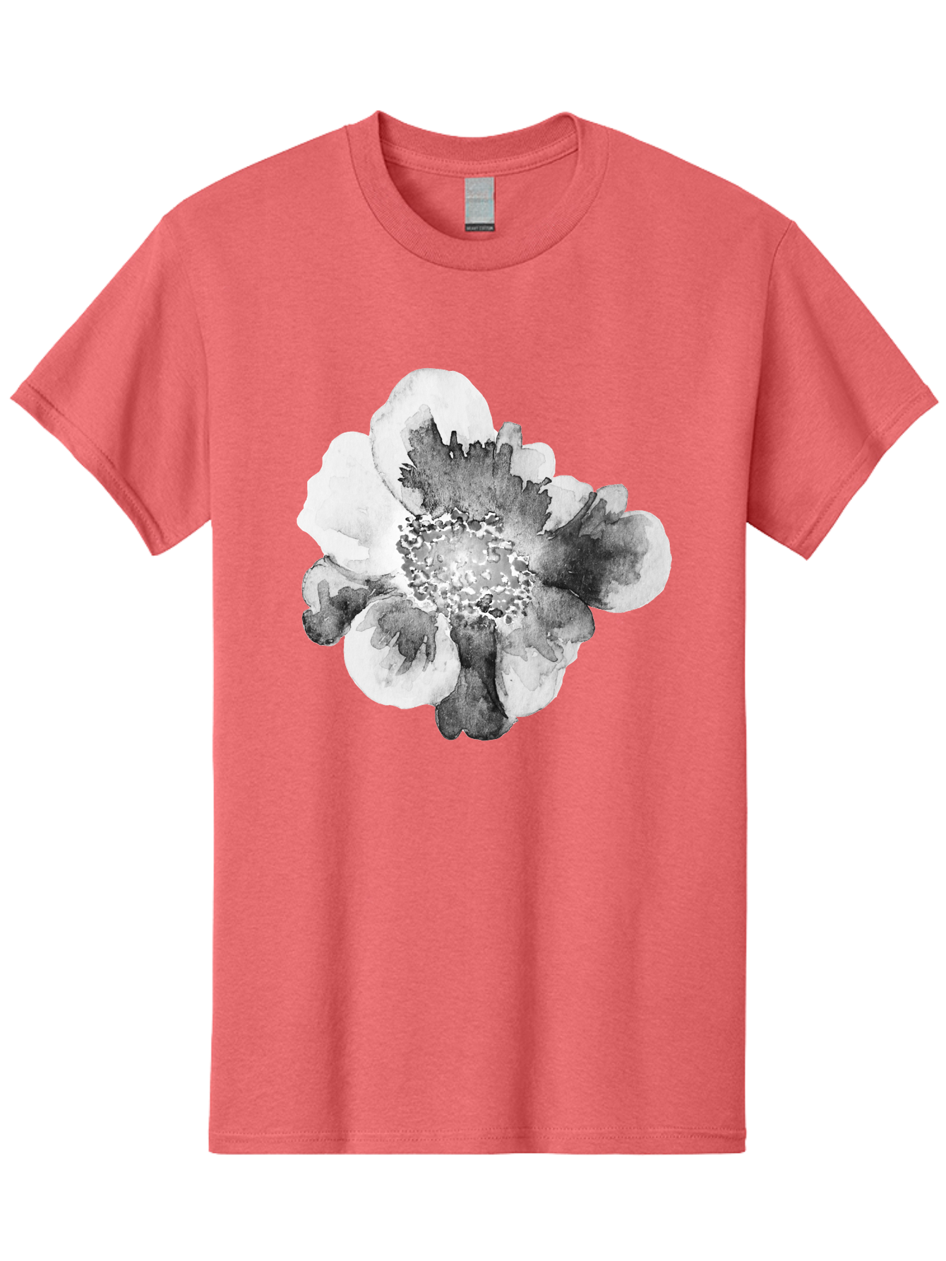 Watercolor-Flower Men'S Graphic Tee, 100% Cotton, Comfortable Casual Summer Wear, Machine Washable, Watercolor Flower, Black And White Petals, Delicate Artwork, Floral Design, Artistic Expression, Elegant Simplicity, Minimalist Style, Aac361 17