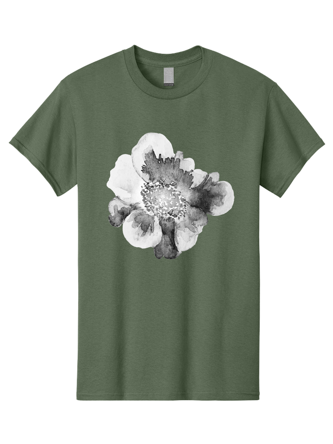 Watercolor-Flower Men'S Graphic Tee, 100% Cotton, Comfortable Casual Summer Wear, Machine Washable, Watercolor Flower, Black And White Petals, Delicate Artwork, Floral Design, Artistic Expression, Elegant Simplicity, Minimalist Style, Aac361 7