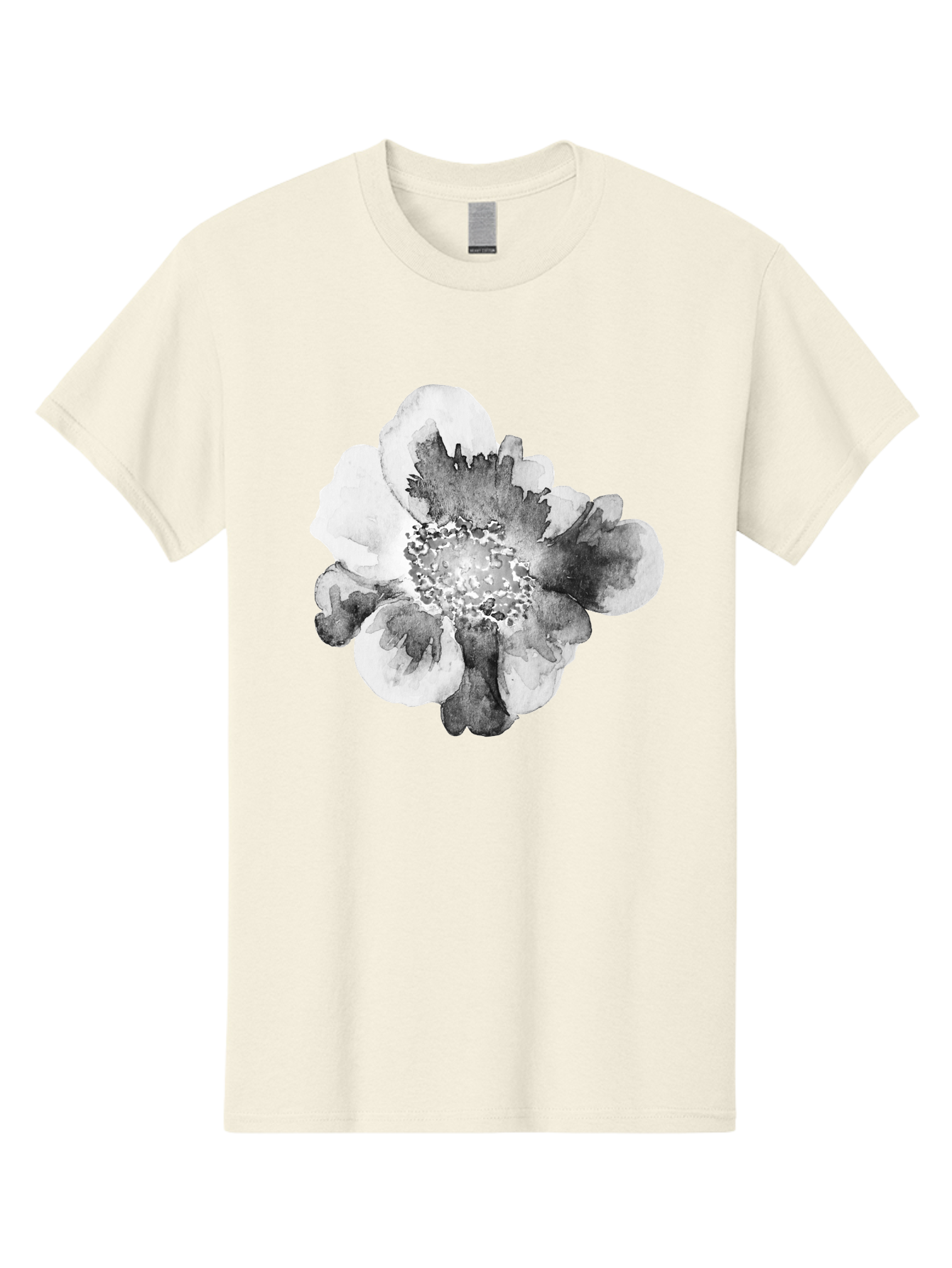 Watercolor-Flower Men'S Graphic Tee, 100% Cotton, Comfortable Casual Summer Wear, Machine Washable, Watercolor Flower, Black And White Petals, Delicate Artwork, Floral Design, Artistic Expression, Elegant Simplicity, Minimalist Style, Aac361 13