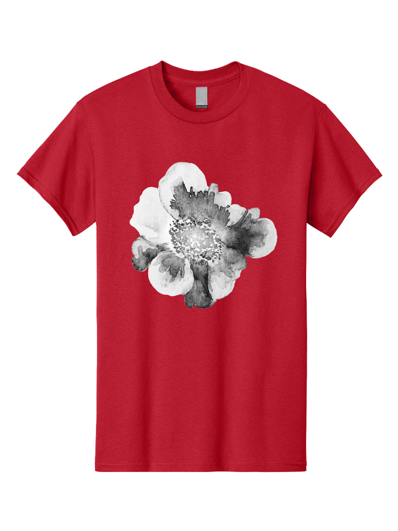 Watercolor-Flower Men'S Graphic Tee, 100% Cotton, Comfortable Casual Summer Wear, Machine Washable, Watercolor Flower, Black And White Petals, Delicate Artwork, Floral Design, Artistic Expression, Elegant Simplicity, Minimalist Style, Aac361 19