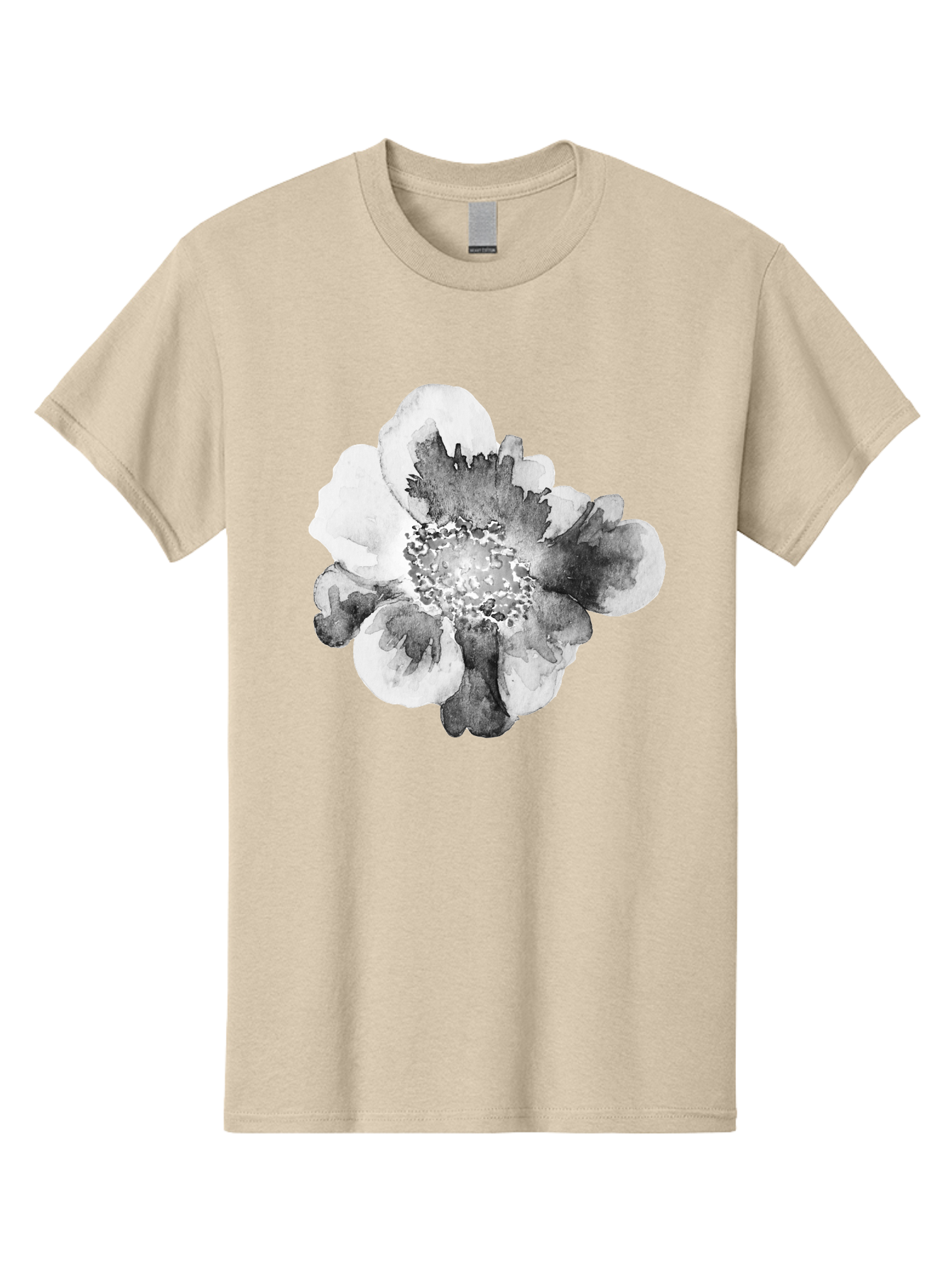 Watercolor-Flower Men'S Graphic Tee, 100% Cotton, Comfortable Casual Summer Wear, Machine Washable, Watercolor Flower, Black And White Petals, Delicate Artwork, Floral Design, Artistic Expression, Elegant Simplicity, Minimalist Style, Aac361 21