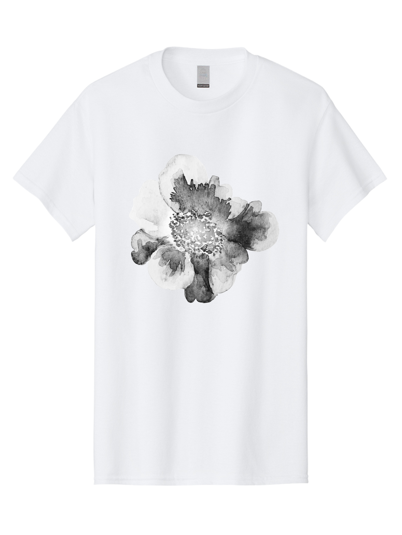 Watercolor-Flower Men'S Graphic Tee, 100% Cotton, Comfortable Casual Summer Wear, Machine Washable, Watercolor Flower, Black And White Petals, Delicate Artwork, Floral Design, Artistic Expression, Elegant Simplicity, Minimalist Style, Aac361 3