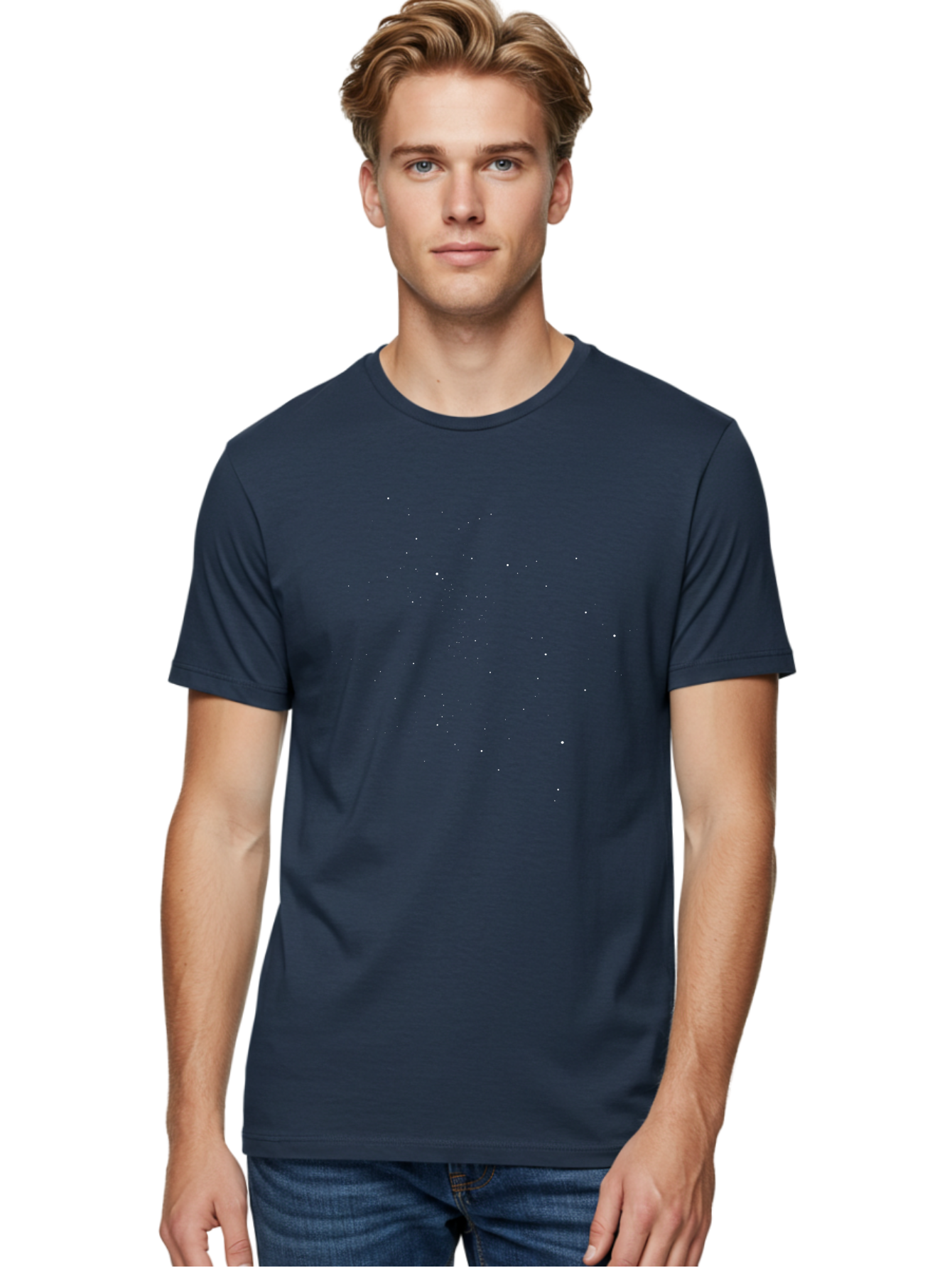 White-Dots Men'S Graphic Tee, 100% Cotton, Comfortable Casual Summer Wear, Machine Washable, White Particles, Random Particles, Small Particles, Scattered Elements, Abstract Texture, Dynamic Dots, Particle Effect Aac362 4