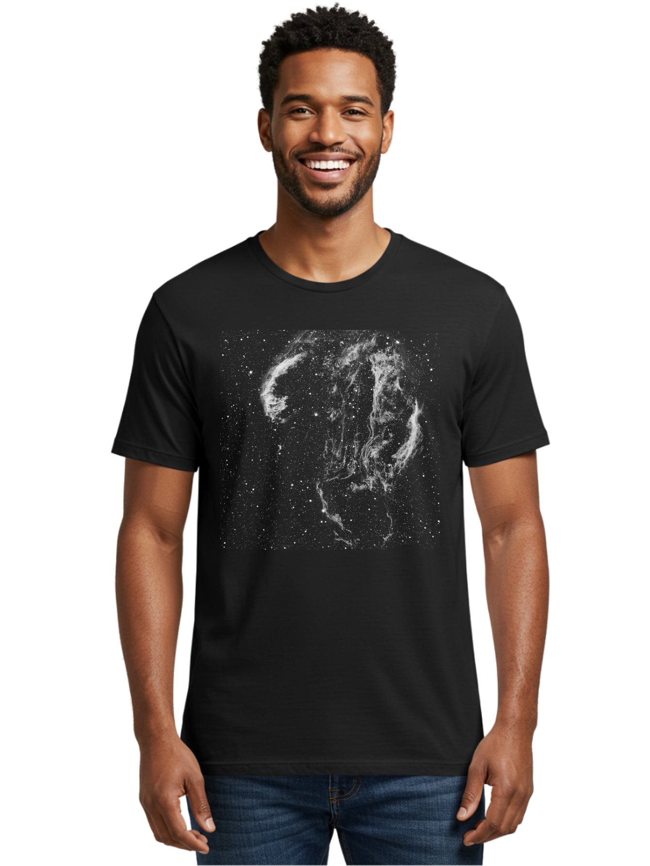 White-Smoke-On-Green Men'S Graphic Tee, 100% Cotton, Comfortable Casual Summer Wear, Machine Washable, Smoke Or Dust Cloud, Abstract Design, White Particles, Dynamic Movement, Textured Effect, Artistic Visualization, Creative Element Aac363 14