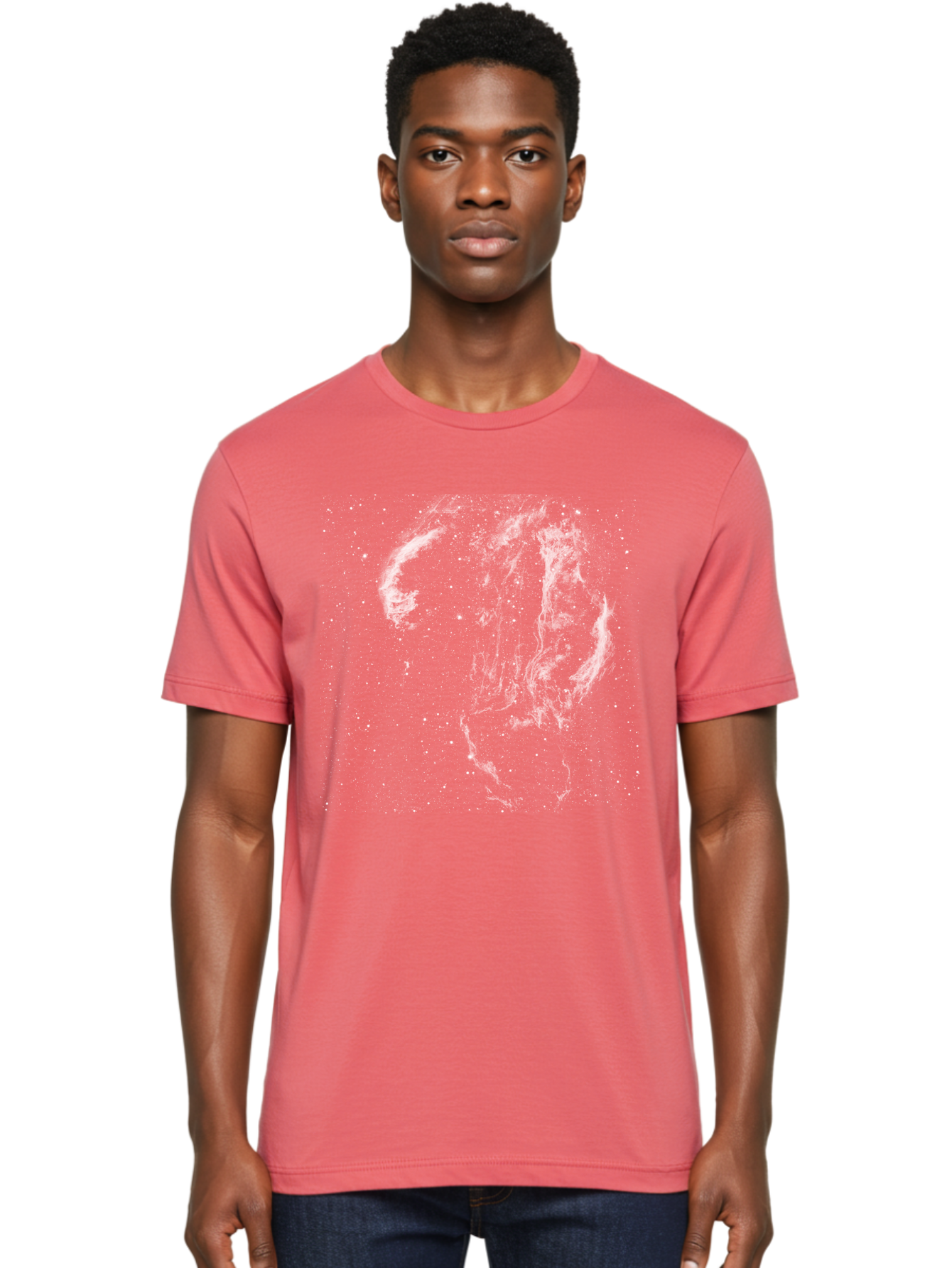 White-Smoke-On-Green Men'S Graphic Tee, 100% Cotton, Comfortable Casual Summer Wear, Machine Washable, Smoke Or Dust Cloud, Abstract Design, White Particles, Dynamic Movement, Textured Effect, Artistic Visualization, Creative Element Aac363 22