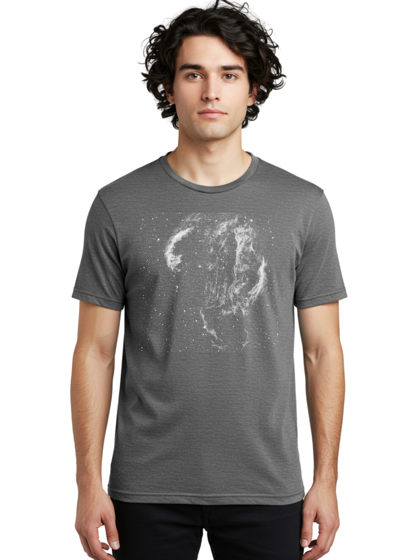 White-Smoke-On-Green Men'S Graphic Tee, 100% Cotton, Comfortable Casual Summer Wear, Machine Washable, Smoke Or Dust Cloud, Abstract Design, White Particles, Dynamic Movement, Textured Effect, Artistic Visualization, Creative Element Aac363 30