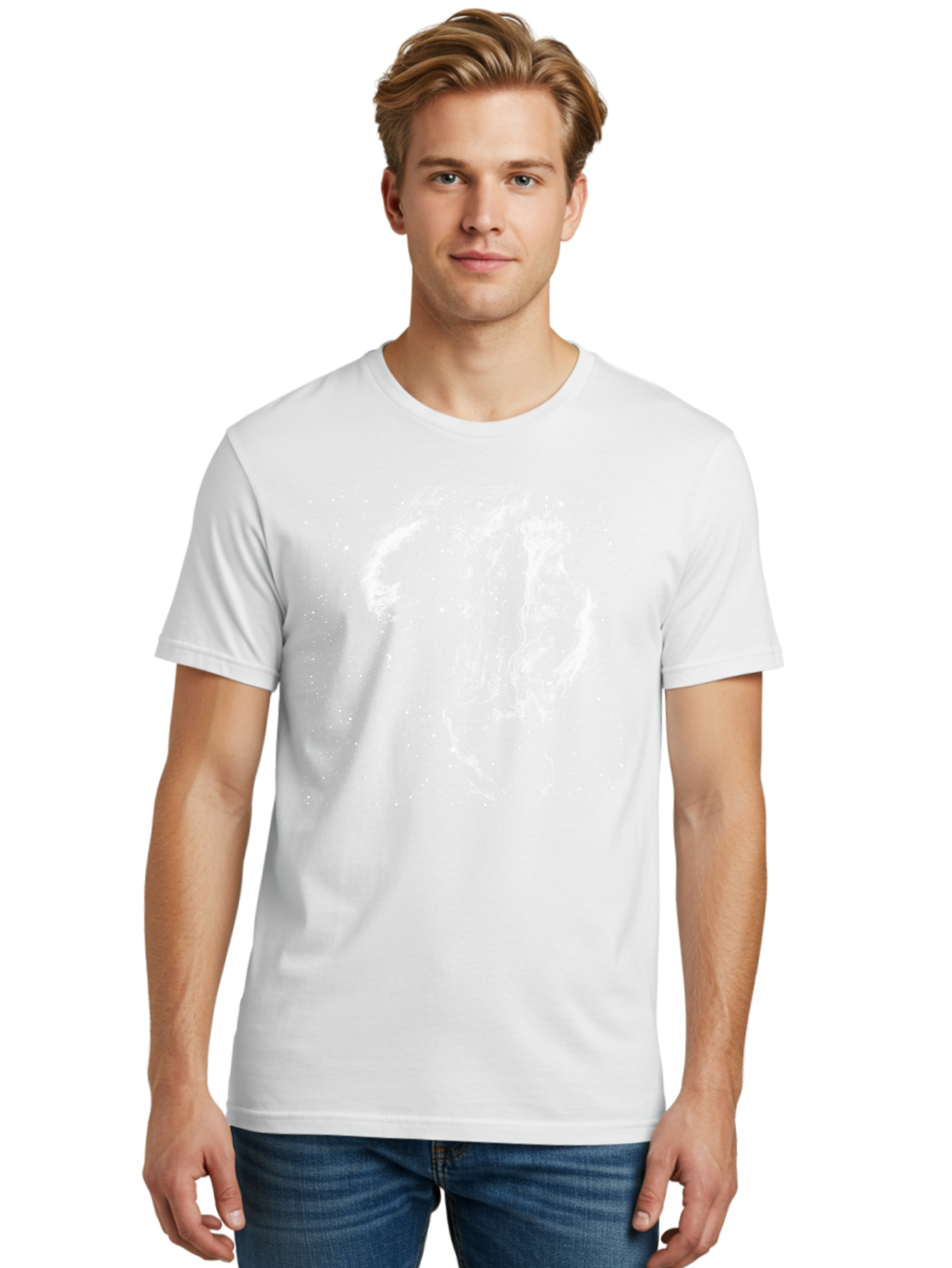 White-Smoke-On-Green Men'S Graphic Tee, 100% Cotton, Comfortable Casual Summer Wear, Machine Washable, Smoke Or Dust Cloud, Abstract Design, White Particles, Dynamic Movement, Textured Effect, Artistic Visualization, Creative Element Aac363 28