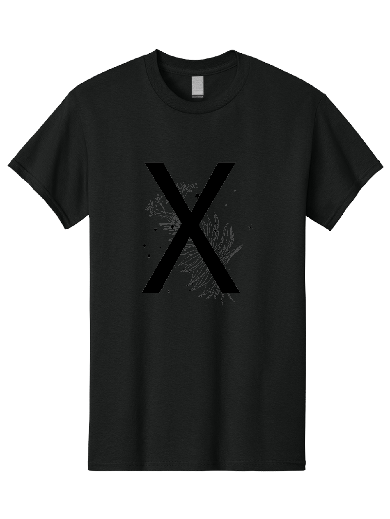 X Men'S Graphic Tee, 100% Cotton, Comfortable Casual Summer Wear, Machine Washable, Bold X Symbol, Floral Design, Black Ink Splatter, Creative Typography, Modern Art, Decorative Lettering, Abstract Illustration Aac365 23