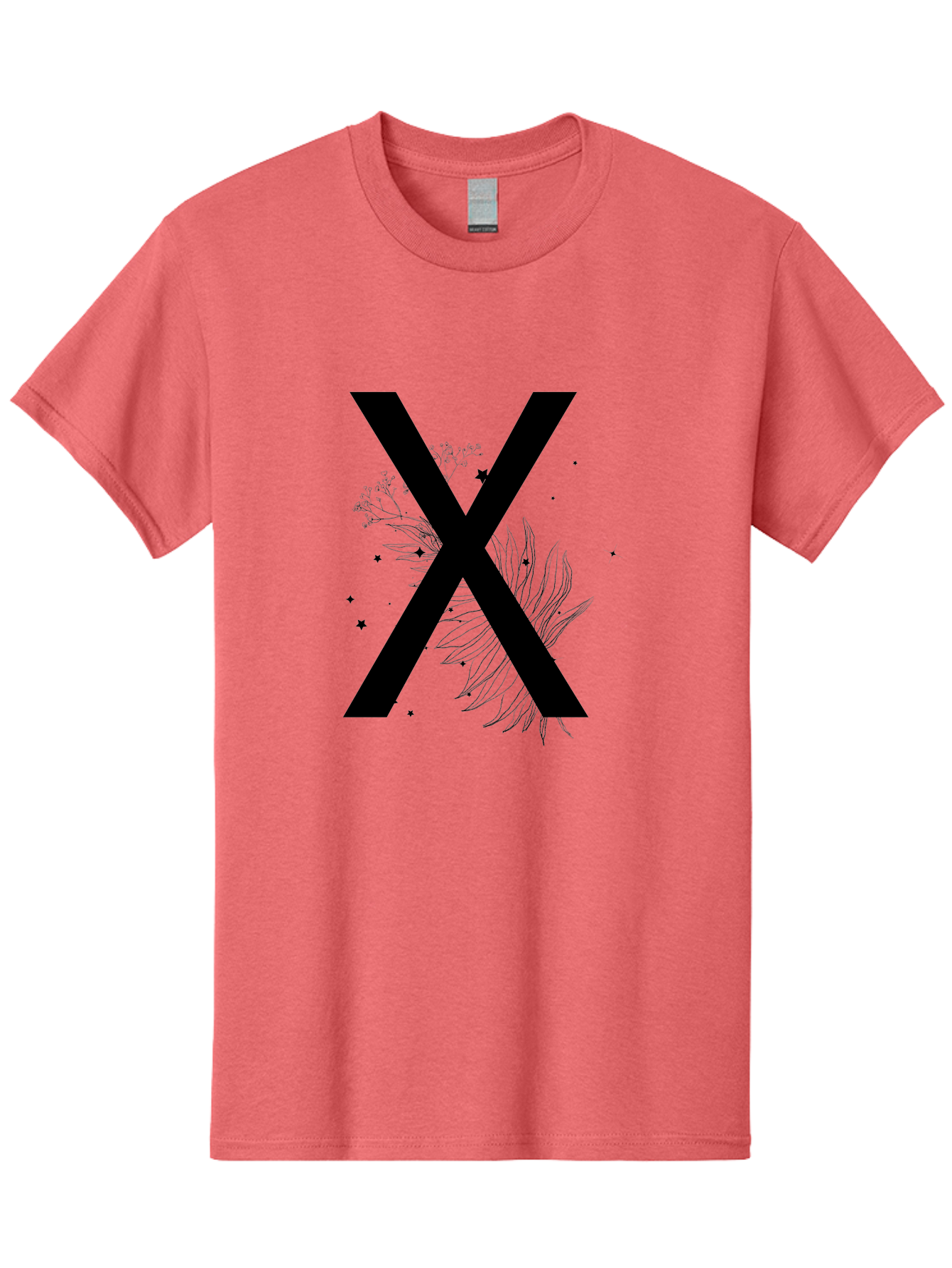 X Men'S Graphic Tee, 100% Cotton, Comfortable Casual Summer Wear, Machine Washable, Bold X Symbol, Floral Design, Black Ink Splatter, Creative Typography, Modern Art, Decorative Lettering, Abstract Illustration Aac365 11