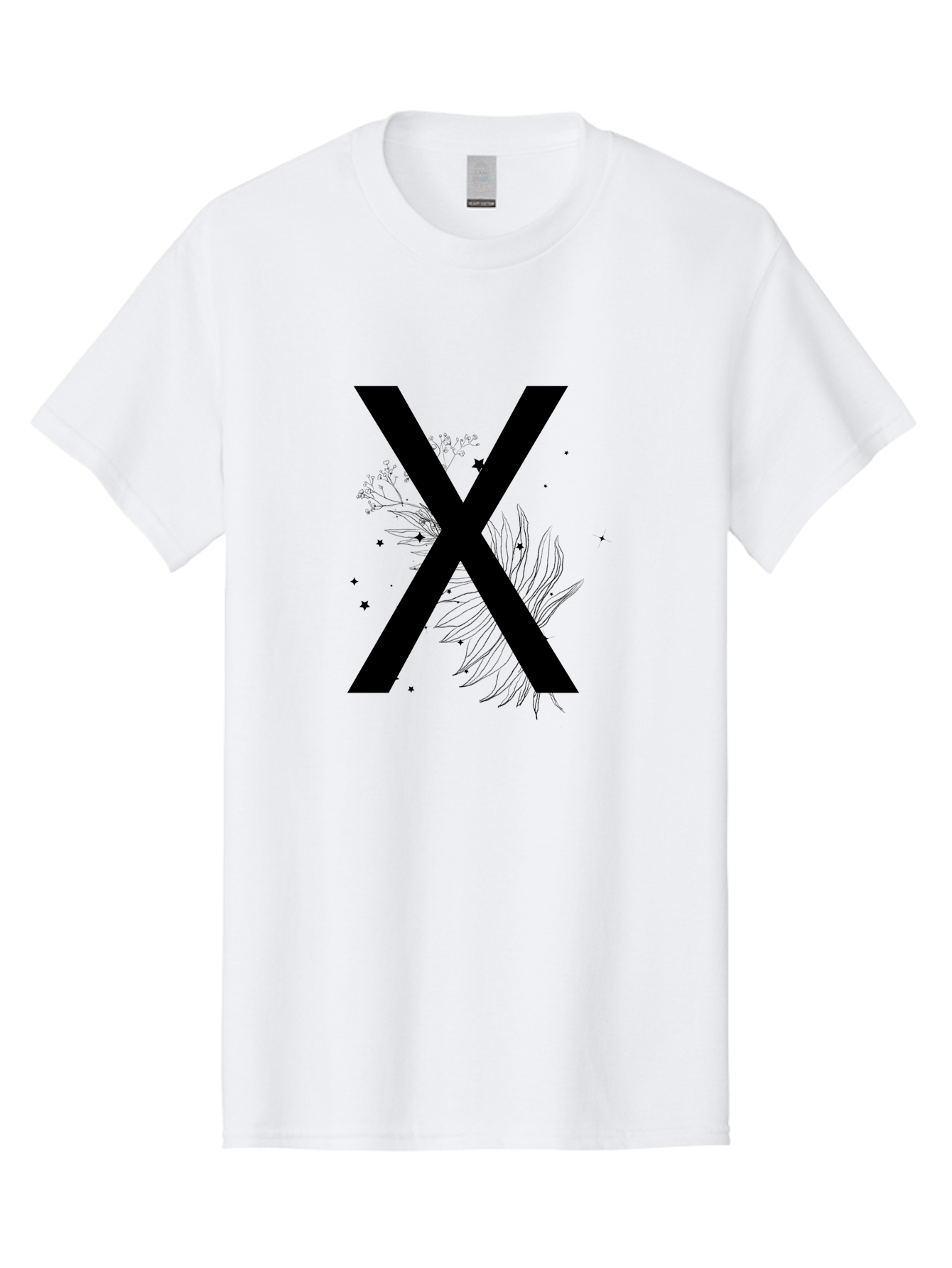 X Men'S Graphic Tee, 100% Cotton, Comfortable Casual Summer Wear, Machine Washable, Bold X Symbol, Floral Design, Black Ink Splatter, Creative Typography, Modern Art, Decorative Lettering, Abstract Illustration Aac365 3