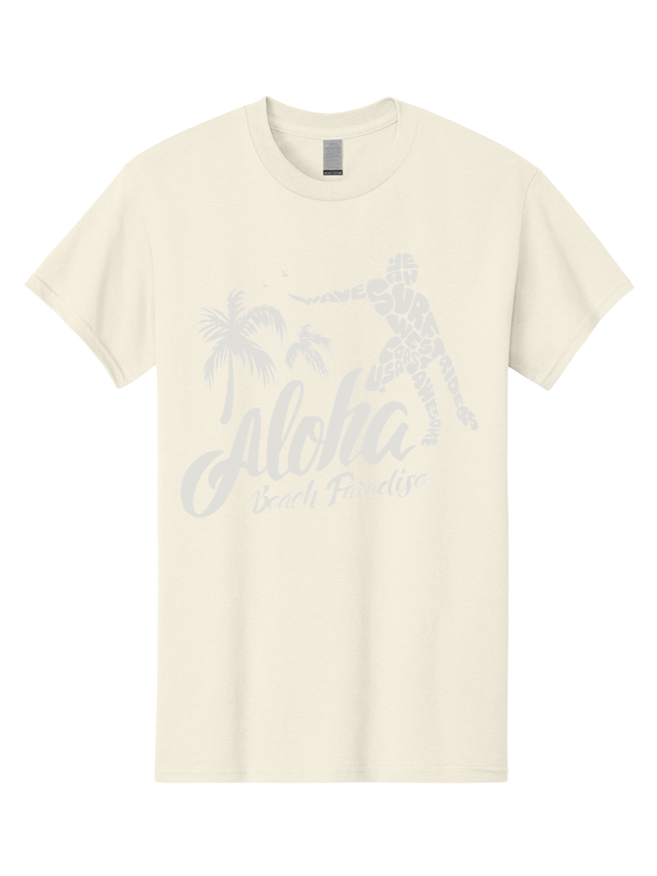 Aloha-Beach-Paradise Men'S Graphic Tee, 100% Cotton, Comfortable Casual Summer Wear, Machine Washable, Surfer Silhouette, Tropical Getaway, Beach Vacation, Surfing Culture, Wave Riding, Aloha Spirit, Island Vibes, Palm Trees, Beach Paradise, Aac368 23