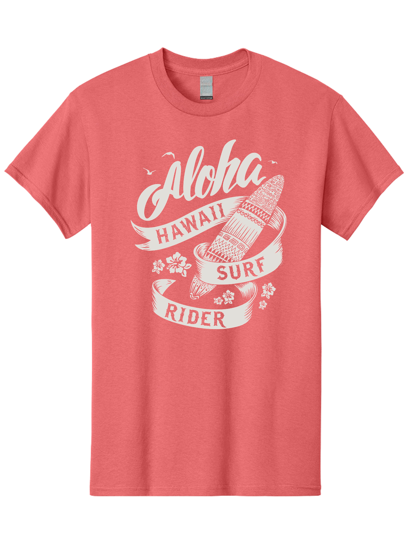 Aloha-Hawaii-Surf-Rider Men'S Graphic Tee, 100% Cotton, Comfortable Casual Summer Wear, Machine Washable, Surfboard Graphic, Hawaii Surf Culture, Aloha Spirit, Surfer Lifestyle, Tropical Vibes, Beachy Keiki, Surfing Adventure, Aac369 25