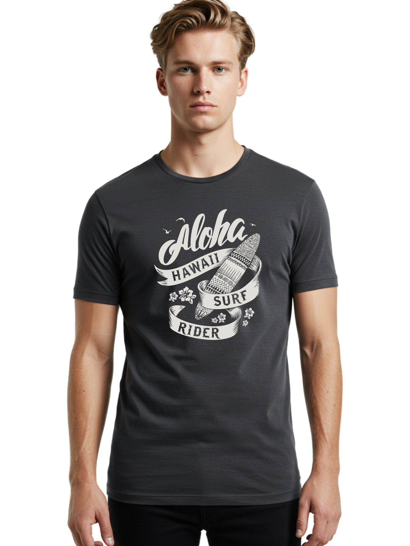 Aloha-Hawaii-Surf-Rider Men'S Graphic Tee, 100% Cotton, Comfortable Casual Summer Wear, Machine Washable, Surfboard Graphic, Hawaii Surf Culture, Aloha Spirit, Surfer Lifestyle, Tropical Vibes, Beachy Keiki, Surfing Adventure, Aac369 10