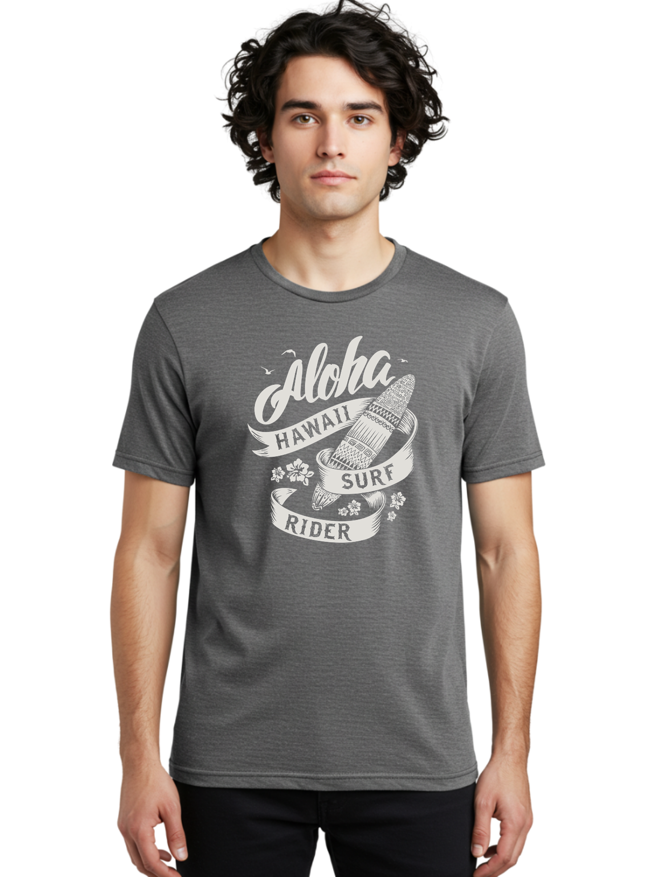 Aloha-Hawaii-Surf-Rider Men'S Graphic Tee, 100% Cotton, Comfortable Casual Summer Wear, Machine Washable, Surfboard Graphic, Hawaii Surf Culture, Aloha Spirit, Surfer Lifestyle, Tropical Vibes, Beachy Keiki, Surfing Adventure, Aac369 22