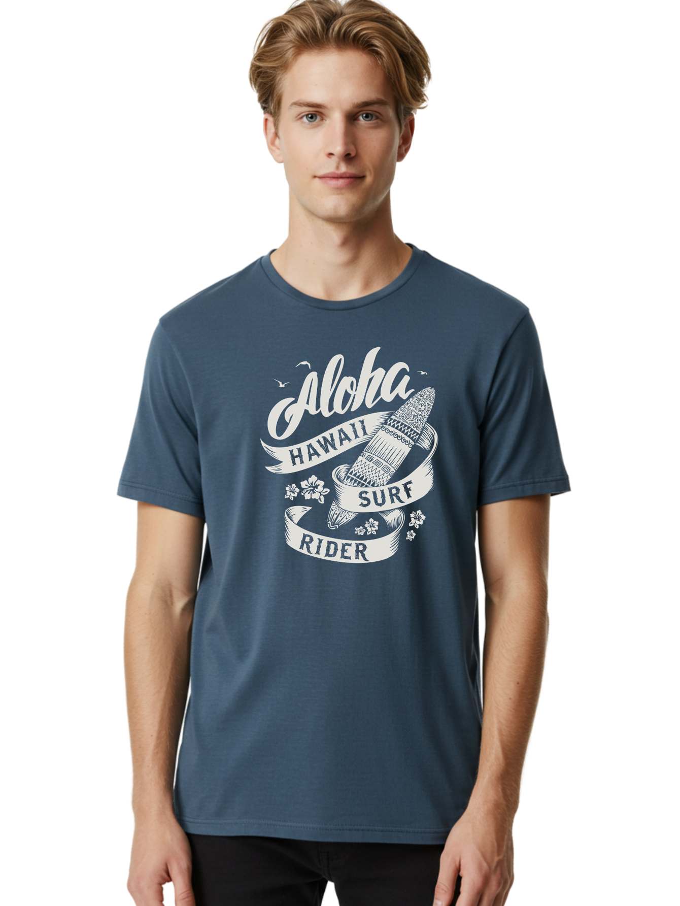 Aloha-Hawaii-Surf-Rider Men'S Graphic Tee, 100% Cotton, Comfortable Casual Summer Wear, Machine Washable, Surfboard Graphic, Hawaii Surf Culture, Aloha Spirit, Surfer Lifestyle, Tropical Vibes, Beachy Keiki, Surfing Adventure, Aac369 12