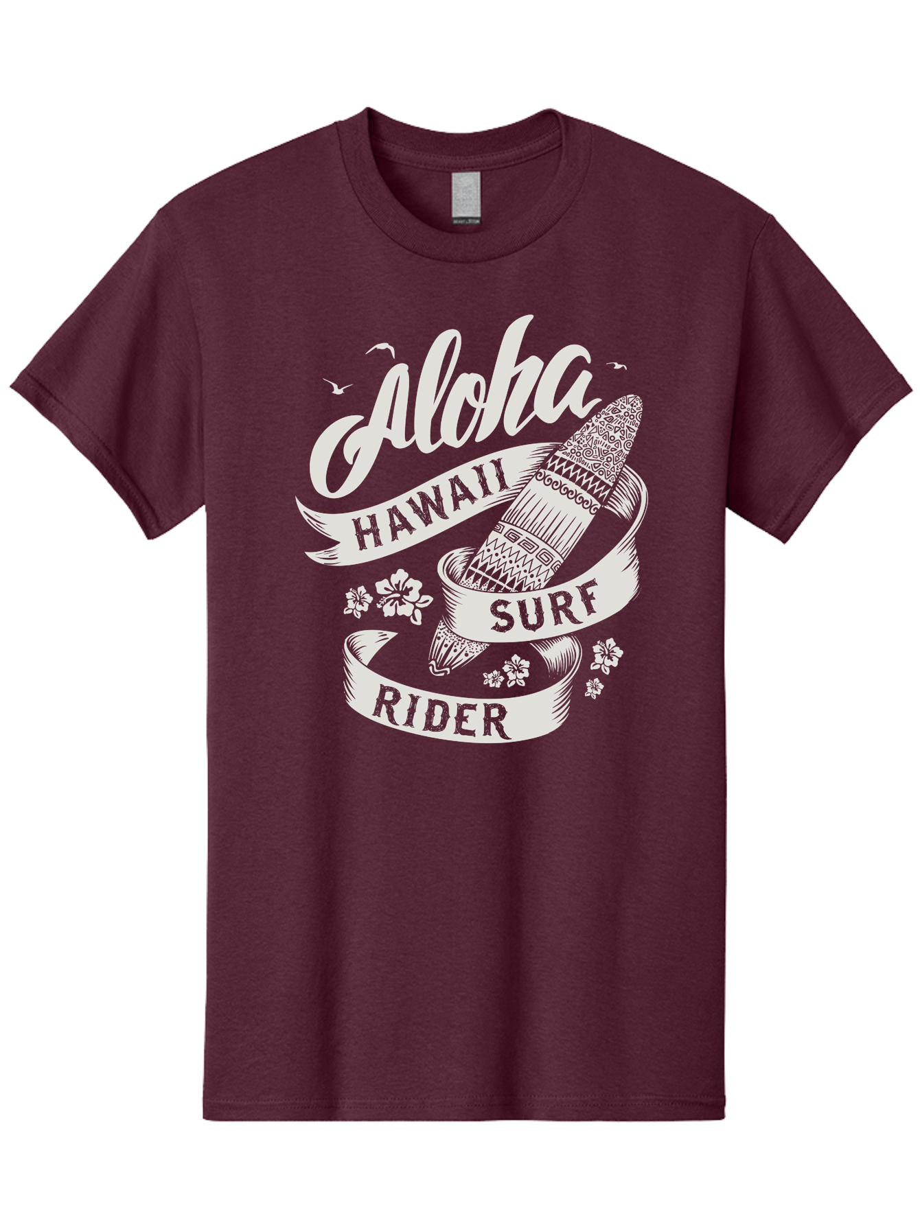 Aloha-Hawaii-Surf-Rider Men'S Graphic Tee, 100% Cotton, Comfortable Casual Summer Wear, Machine Washable, Surfboard Graphic, Hawaii Surf Culture, Aloha Spirit, Surfer Lifestyle, Tropical Vibes, Beachy Keiki, Surfing Adventure, Aac369 19