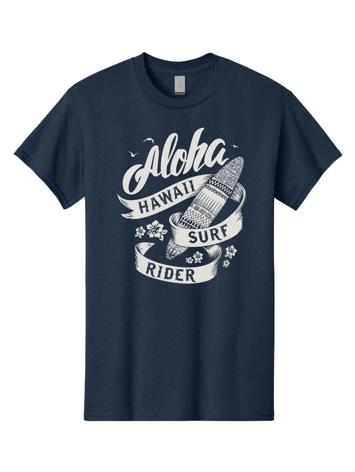 Aloha-Hawaii-Surf-Rider Men'S Graphic Tee, 100% Cotton, Comfortable Casual Summer Wear, Machine Washable, Surfboard Graphic, Hawaii Surf Culture, Aloha Spirit, Surfer Lifestyle, Tropical Vibes, Beachy Keiki, Surfing Adventure, Aac369 3