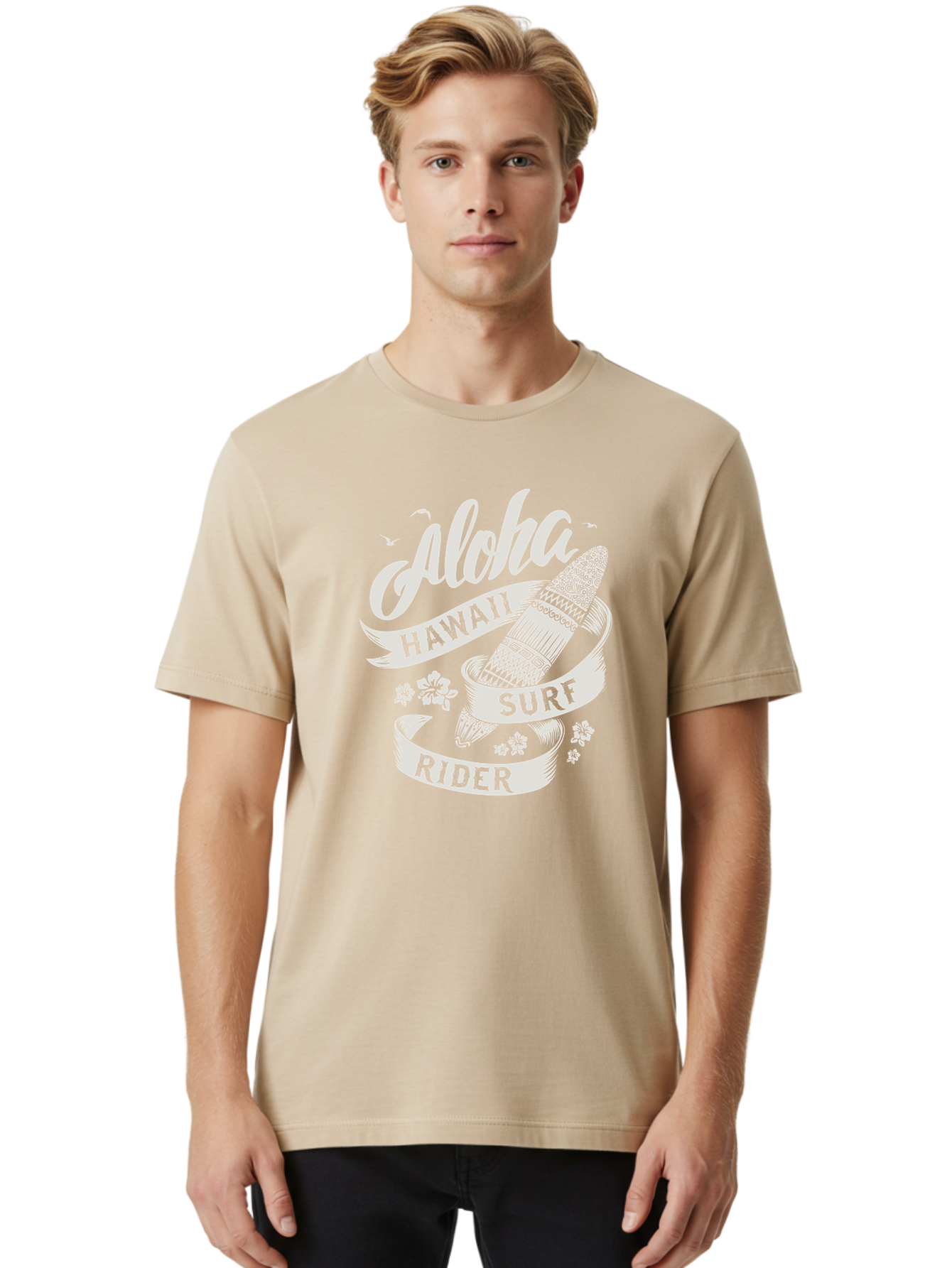 Aloha-Hawaii-Surf-Rider Men'S Graphic Tee, 100% Cotton, Comfortable Casual Summer Wear, Machine Washable, Surfboard Graphic, Hawaii Surf Culture, Aloha Spirit, Surfer Lifestyle, Tropical Vibes, Beachy Keiki, Surfing Adventure, Aac369 6