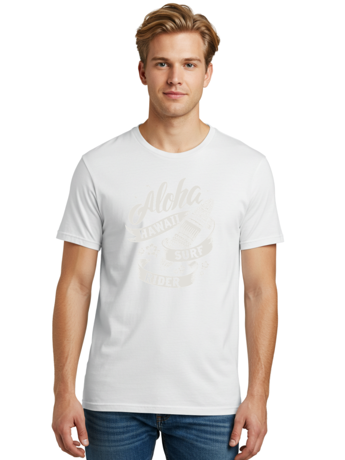 Aloha-Hawaii-Surf-Rider Men'S Graphic Tee, 100% Cotton, Comfortable Casual Summer Wear, Machine Washable, Surfboard Graphic, Hawaii Surf Culture, Aloha Spirit, Surfer Lifestyle, Tropical Vibes, Beachy Keiki, Surfing Adventure, Aac369 16
