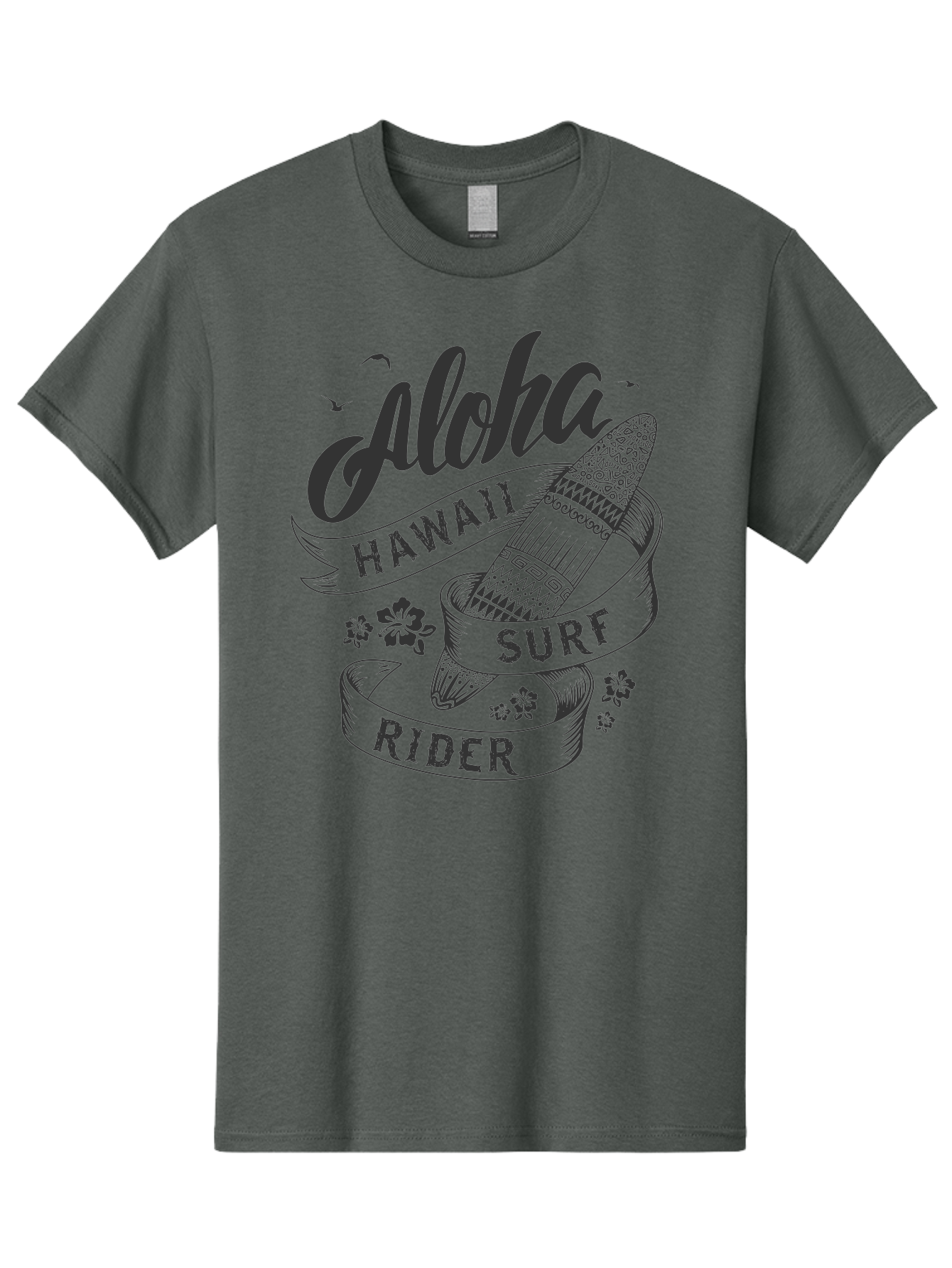 Aloha-Surf-Rider Men'S Graphic Tee, 100% Cotton, Comfortable Casual Summer Wear, Machine Washable, Hawaii Surf Rider, Surfboard, Tropical Vibes, Hawaii Vacation, Surfing Culture, Hawaii Tourism, Tropical Flowers, Aloha Spirit, Beach Lifestyle, Aac370 5