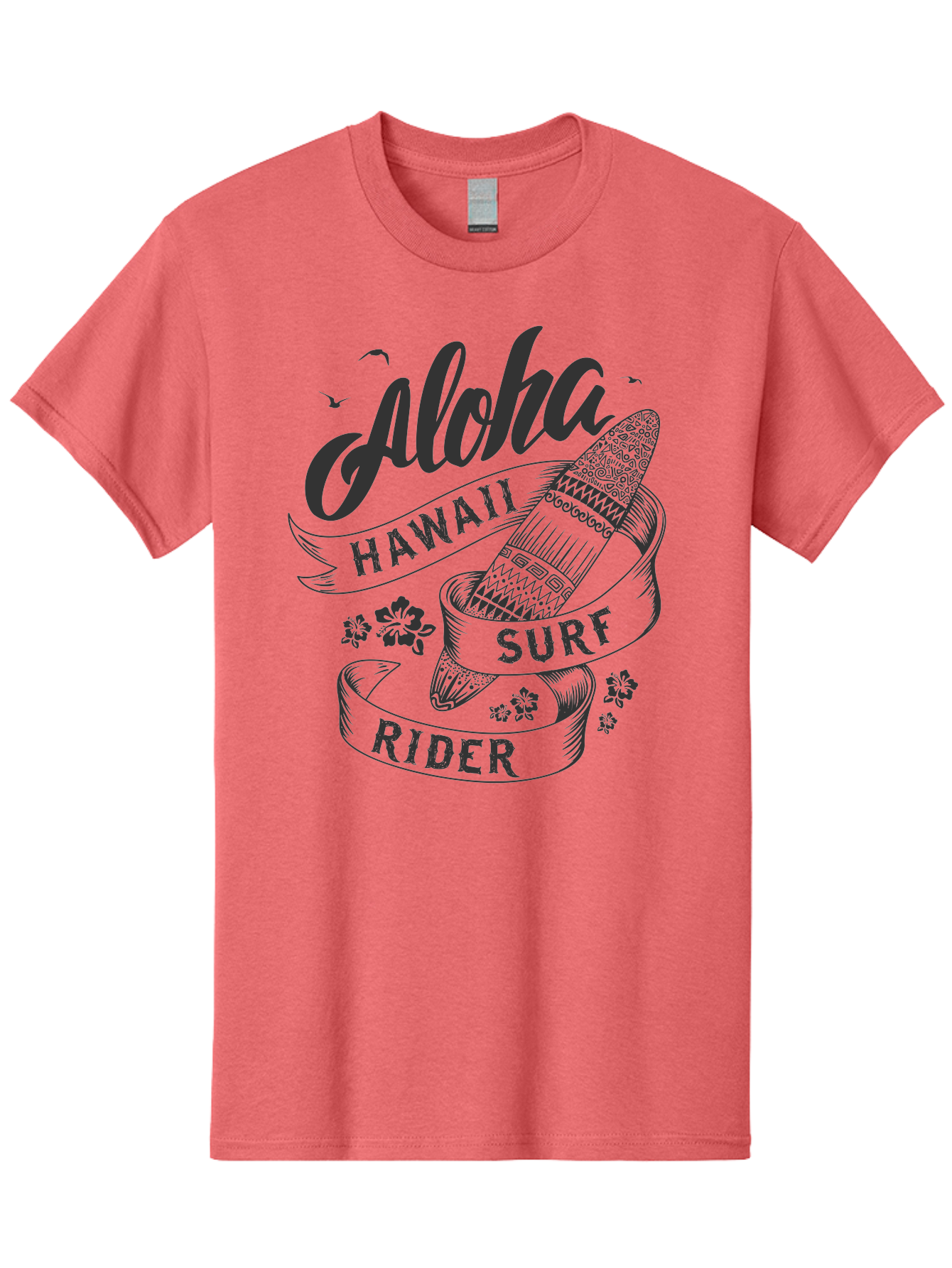 Aloha-Surf-Rider Men'S Graphic Tee, 100% Cotton, Comfortable Casual Summer Wear, Machine Washable, Hawaii Surf Rider, Surfboard, Tropical Vibes, Hawaii Vacation, Surfing Culture, Hawaii Tourism, Tropical Flowers, Aloha Spirit, Beach Lifestyle, Aac370 27
