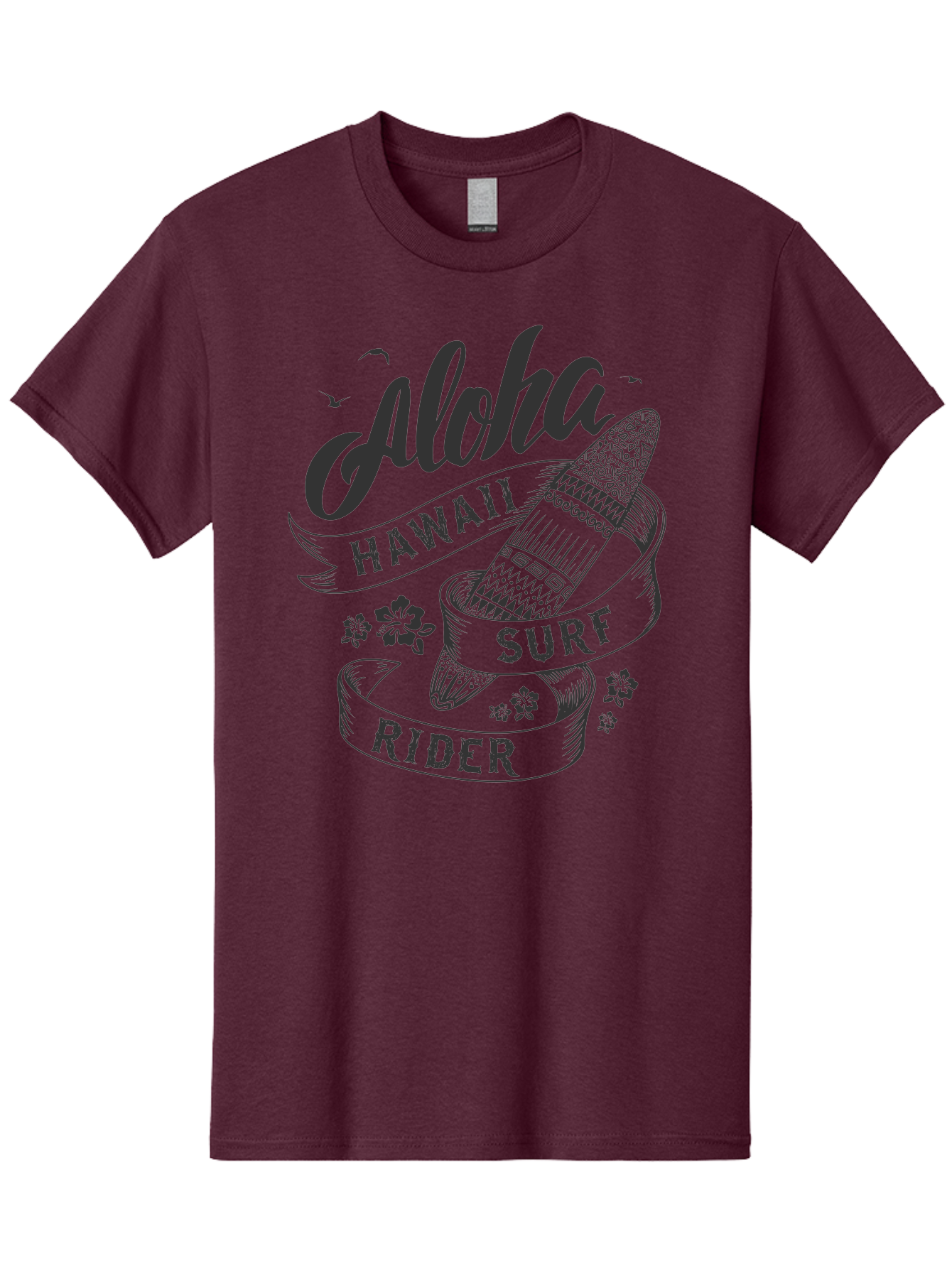 Aloha-Surf-Rider Men'S Graphic Tee, 100% Cotton, Comfortable Casual Summer Wear, Machine Washable, Hawaii Surf Rider, Surfboard, Tropical Vibes, Hawaii Vacation, Surfing Culture, Hawaii Tourism, Tropical Flowers, Aloha Spirit, Beach Lifestyle, Aac370 15