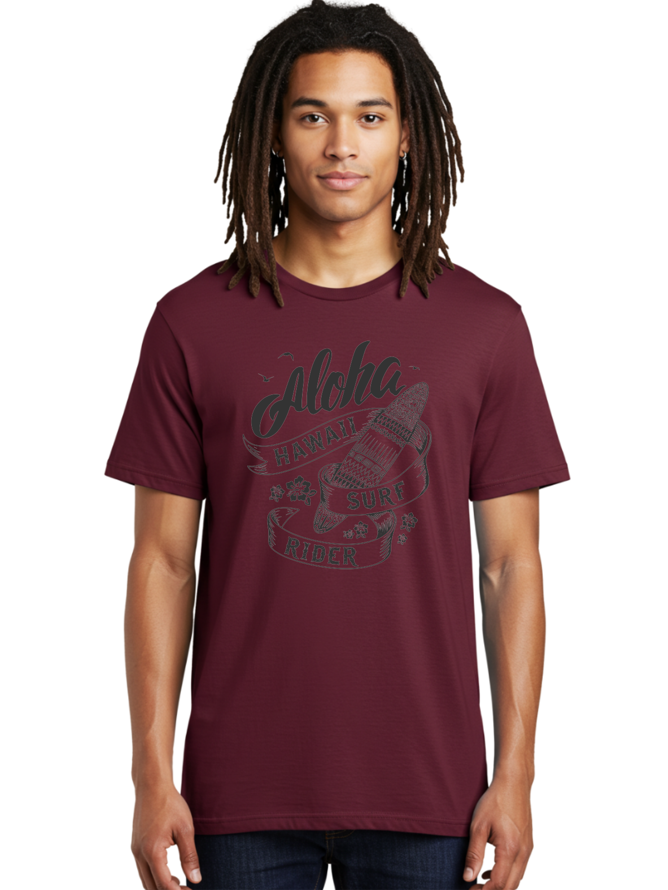Aloha-Surf-Rider Men'S Graphic Tee, 100% Cotton, Comfortable Casual Summer Wear, Machine Washable, Hawaii Surf Rider, Surfboard, Tropical Vibes, Hawaii Vacation, Surfing Culture, Hawaii Tourism, Tropical Flowers, Aloha Spirit, Beach Lifestyle, Aac370 16