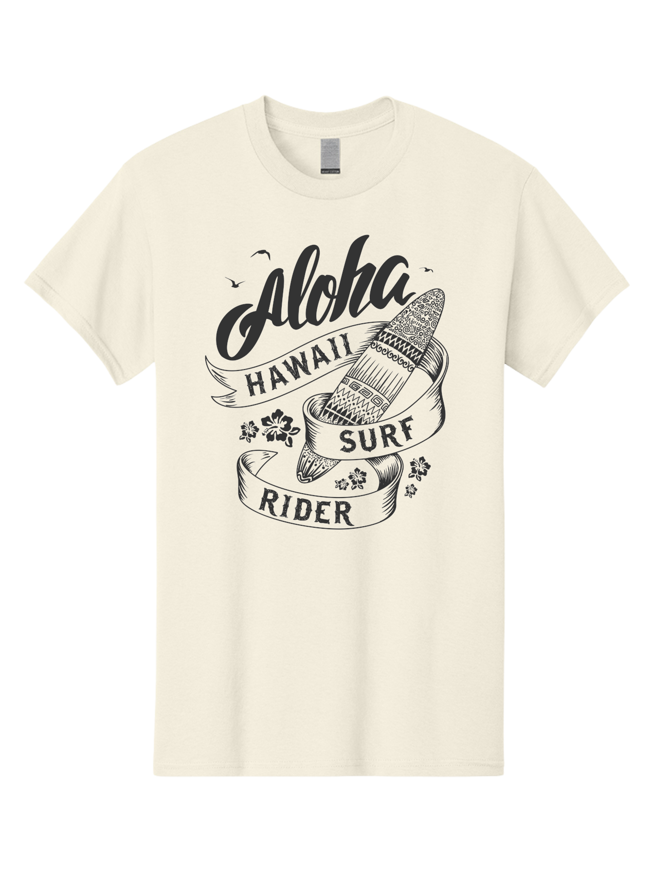 Aloha-Surf-Rider Men'S Graphic Tee, 100% Cotton, Comfortable Casual Summer Wear, Machine Washable, Hawaii Surf Rider, Surfboard, Tropical Vibes, Hawaii Vacation, Surfing Culture, Hawaii Tourism, Tropical Flowers, Aloha Spirit, Beach Lifestyle, Aac370 11