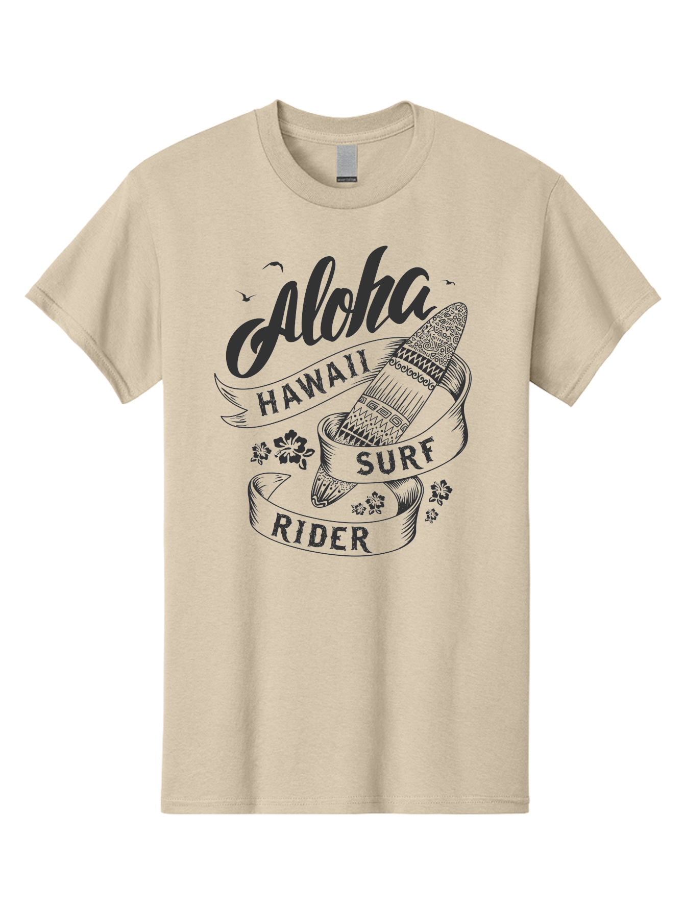 Aloha-Surf-Rider Men'S Graphic Tee, 100% Cotton, Comfortable Casual Summer Wear, Machine Washable, Hawaii Surf Rider, Surfboard, Tropical Vibes, Hawaii Vacation, Surfing Culture, Hawaii Tourism, Tropical Flowers, Aloha Spirit, Beach Lifestyle, Aac370 29