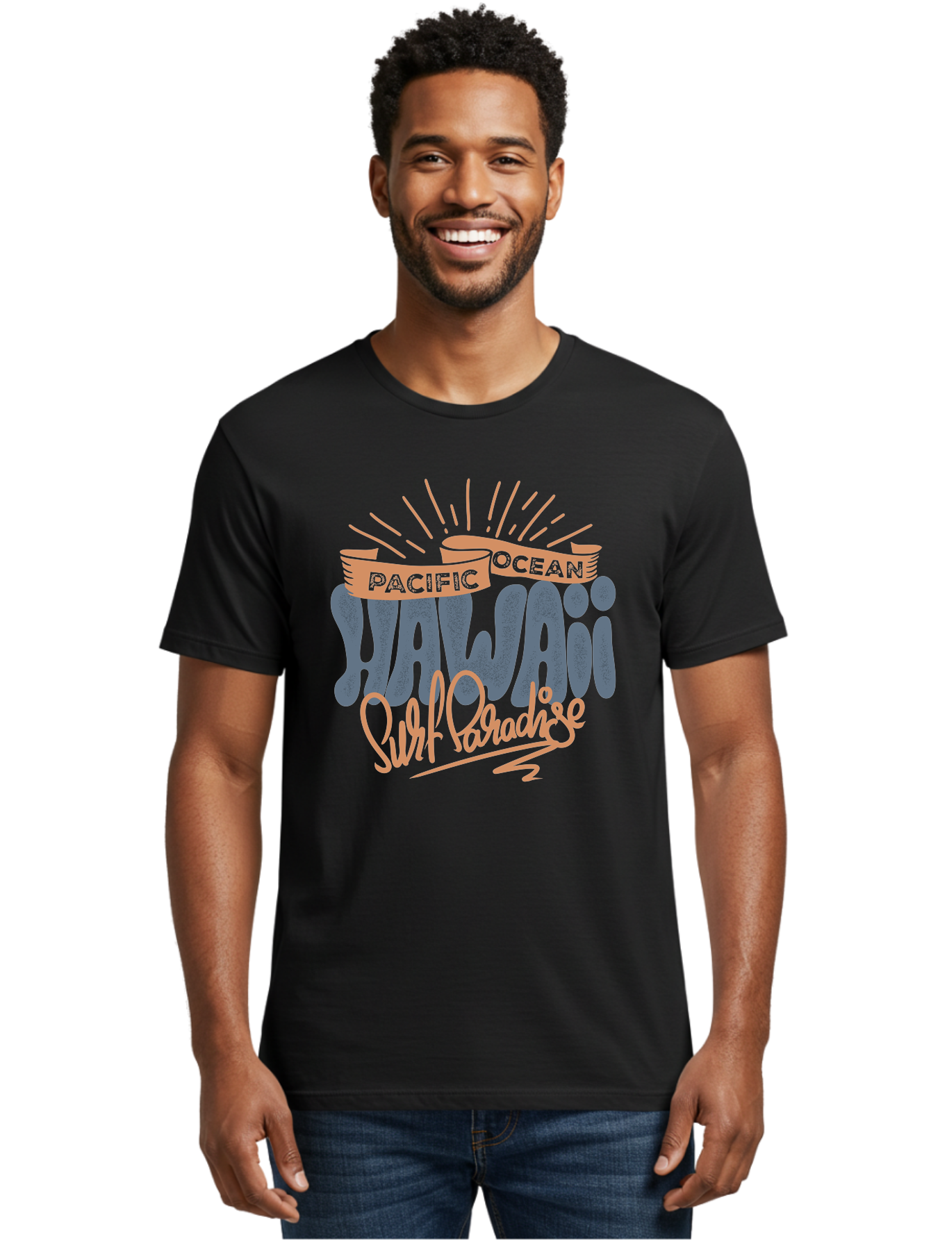 Pacific-Ocean-Wai-Anae-Surf-Paradise Men'S Graphic Tee, 100% Cotton, Comfortable Casual Summer Wear, Machine Washable, Hawaii Vacation, Pacific Ocean, Surf Paradise, Tropical Getaway, Beach Destination, Island Life, Surf Culture Aac371 26