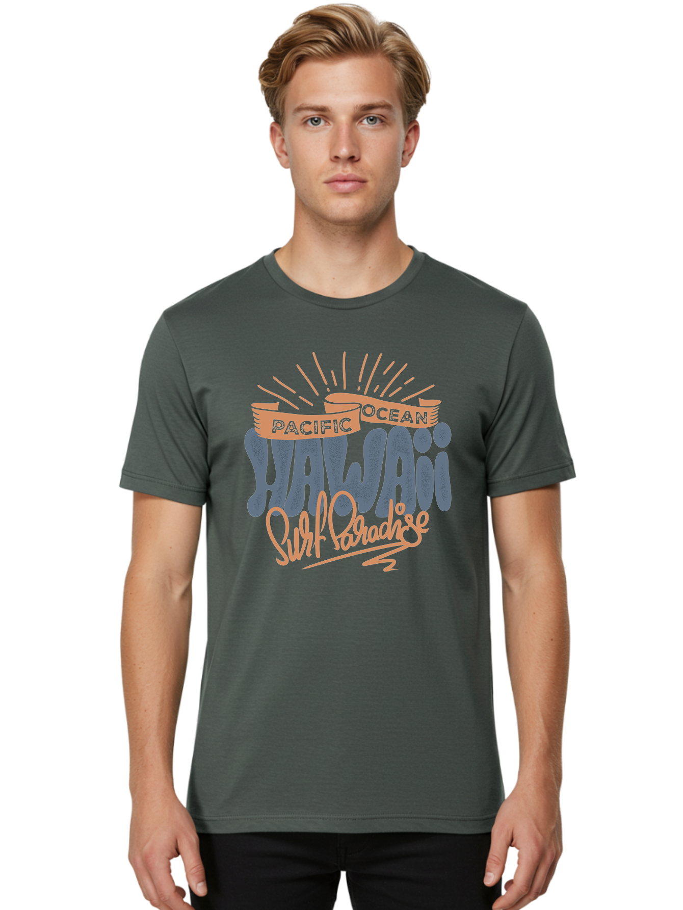 Pacific-Ocean-Wai-Anae-Surf-Paradise Men'S Graphic Tee, 100% Cotton, Comfortable Casual Summer Wear, Machine Washable, Hawaii Vacation, Pacific Ocean, Surf Paradise, Tropical Getaway, Beach Destination, Island Life, Surf Culture Aac371 16
