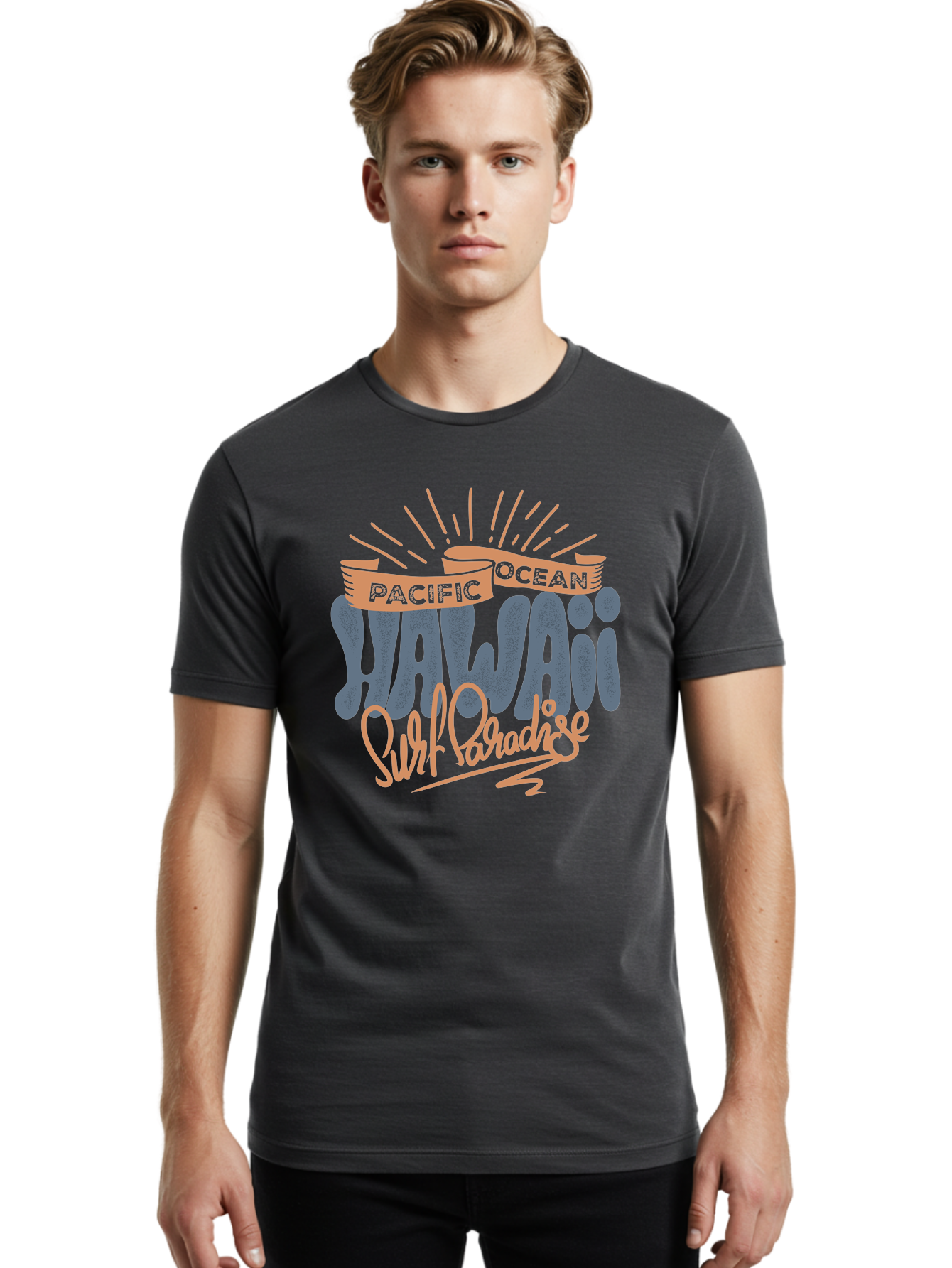 Pacific-Ocean-Wai-Anae-Surf-Paradise Men'S Graphic Tee, 100% Cotton, Comfortable Casual Summer Wear, Machine Washable, Hawaii Vacation, Pacific Ocean, Surf Paradise, Tropical Getaway, Beach Destination, Island Life, Surf Culture Aac371 10