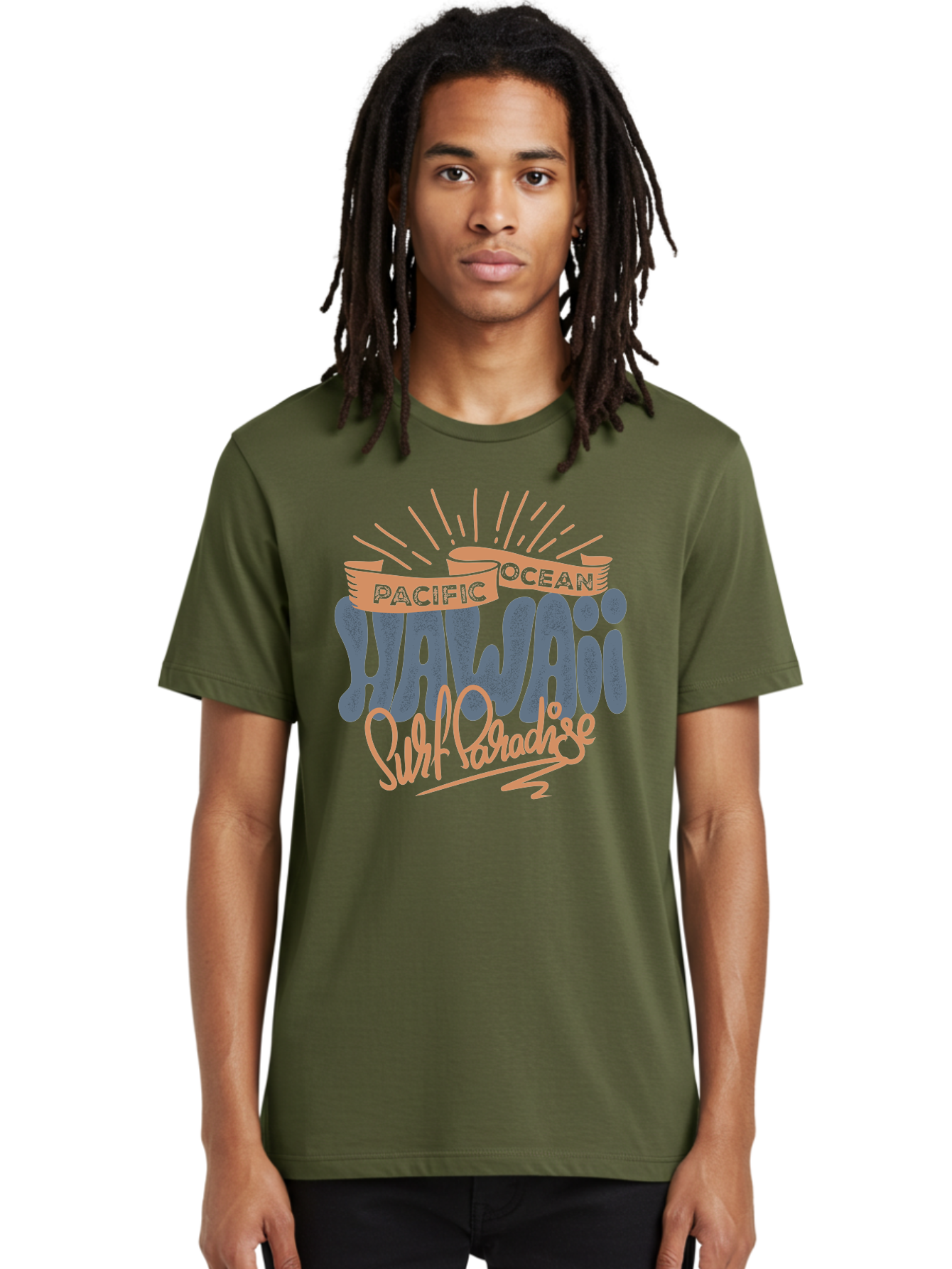 Pacific-Ocean-Wai-Anae-Surf-Paradise Men'S Graphic Tee, 100% Cotton, Comfortable Casual Summer Wear, Machine Washable, Hawaii Vacation, Pacific Ocean, Surf Paradise, Tropical Getaway, Beach Destination, Island Life, Surf Culture Aac371 12