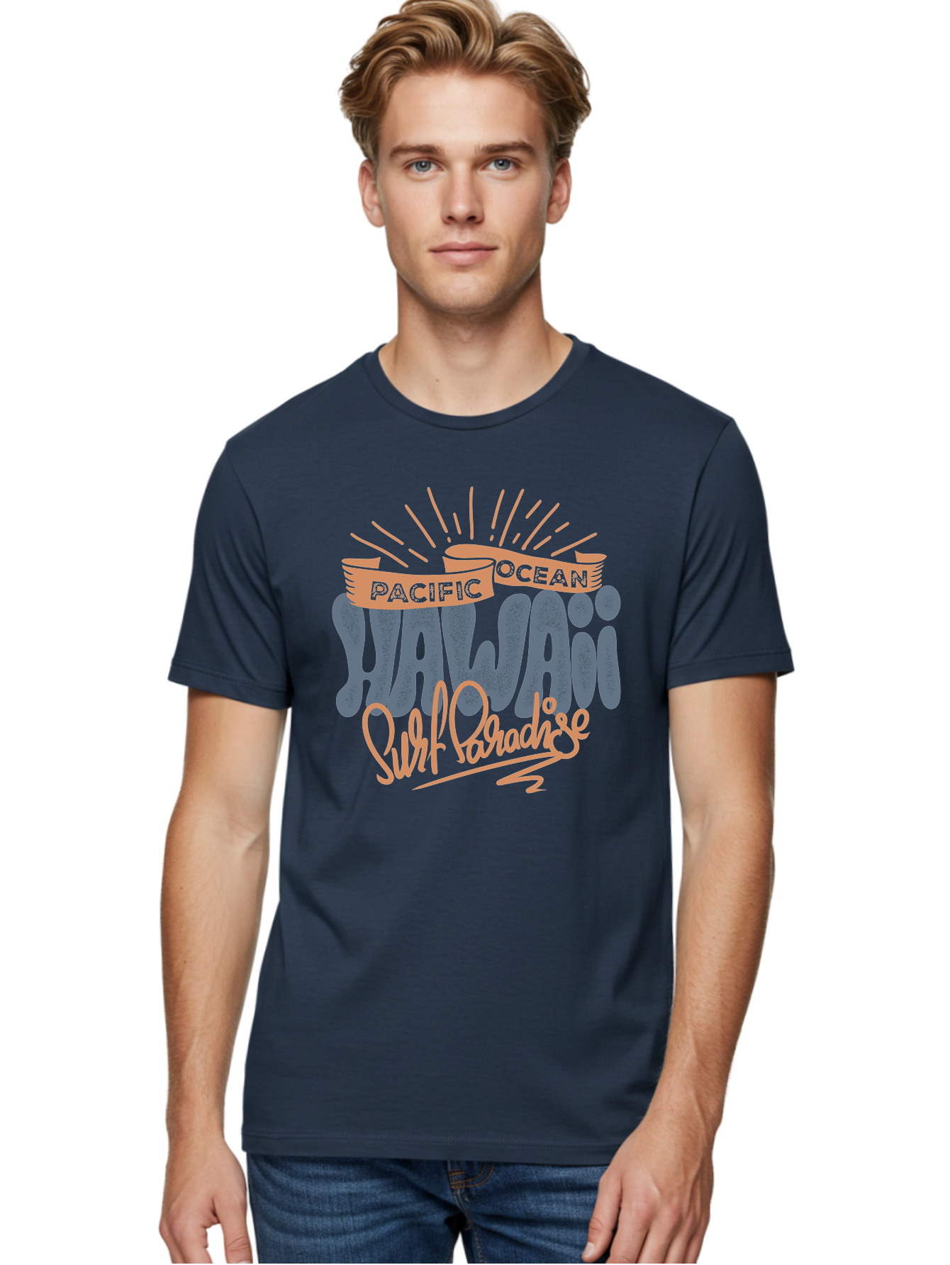 Pacific-Ocean-Wai-Anae-Surf-Paradise Men'S Graphic Tee, 100% Cotton, Comfortable Casual Summer Wear, Machine Washable, Hawaii Vacation, Pacific Ocean, Surf Paradise, Tropical Getaway, Beach Destination, Island Life, Surf Culture Aac371 20