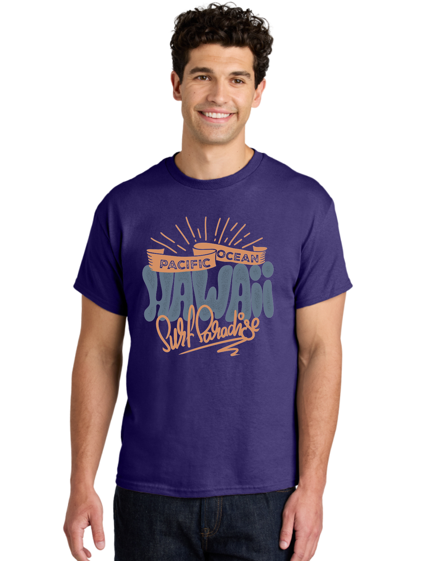 Pacific-Ocean-Wai-Anae-Surf-Paradise Men'S Graphic Tee, 100% Cotton, Comfortable Casual Summer Wear, Machine Washable, Hawaii Vacation, Pacific Ocean, Surf Paradise, Tropical Getaway, Beach Destination, Island Life, Surf Culture Aac371 8
