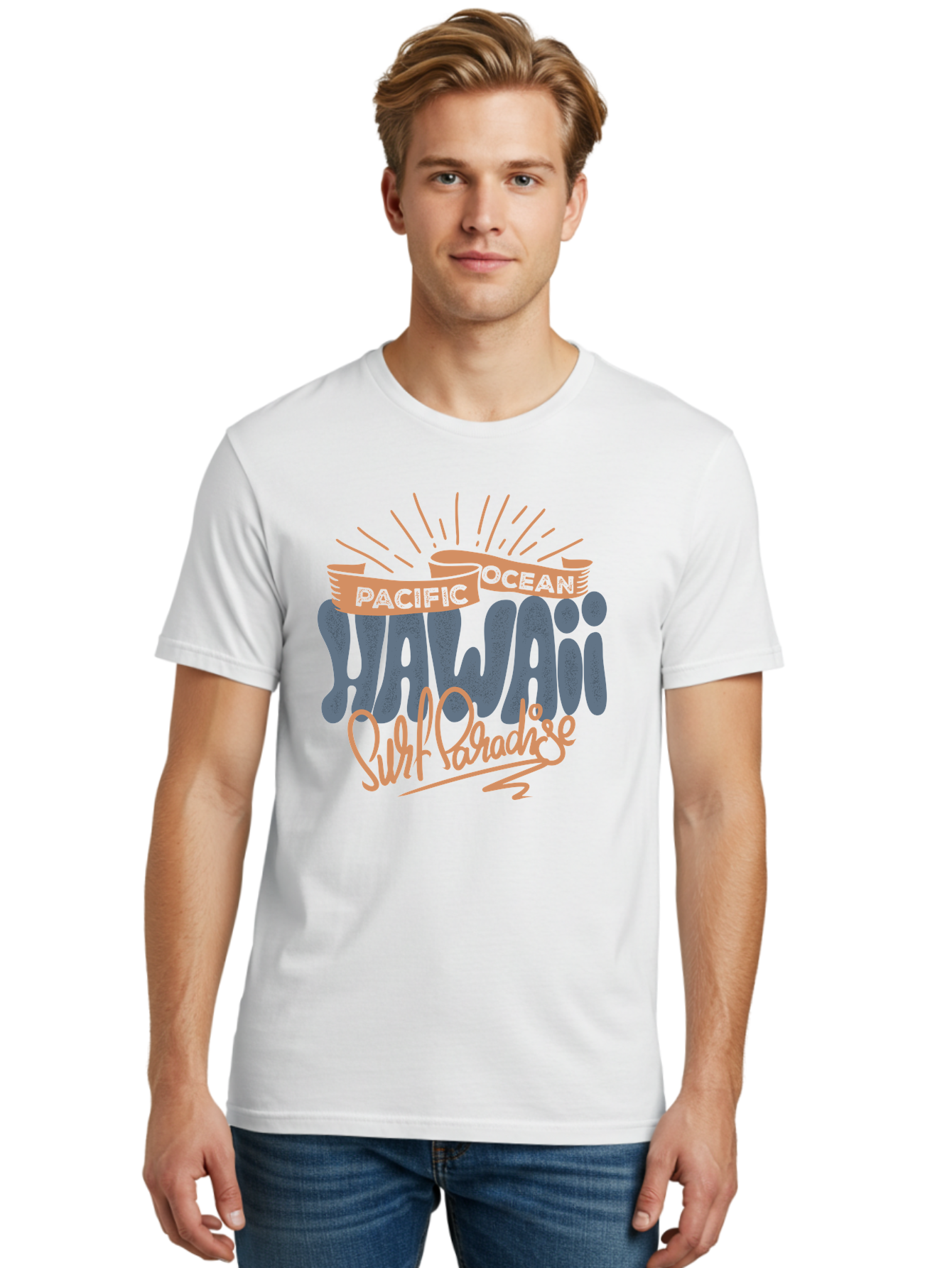 Pacific-Ocean-Wai-Anae-Surf-Paradise Men'S Graphic Tee, 100% Cotton, Comfortable Casual Summer Wear, Machine Washable, Hawaii Vacation, Pacific Ocean, Surf Paradise, Tropical Getaway, Beach Destination, Island Life, Surf Culture Aac371 6