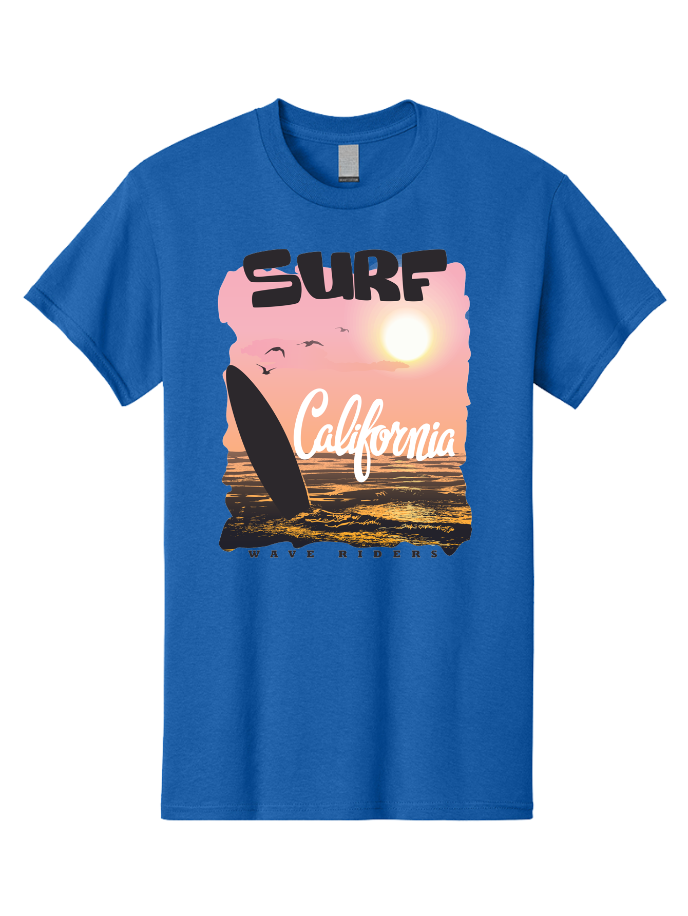 Surf-California Men'S Graphic Tee, 100% Cotton, Comfortable Casual Summer Wear, Machine Washable, Surfing In California, Wave Riders, Beach Life, Surfers Paradise, Coastal Scenery, Sunset Over The Ocean, Seagulls Flying, Aac372 13