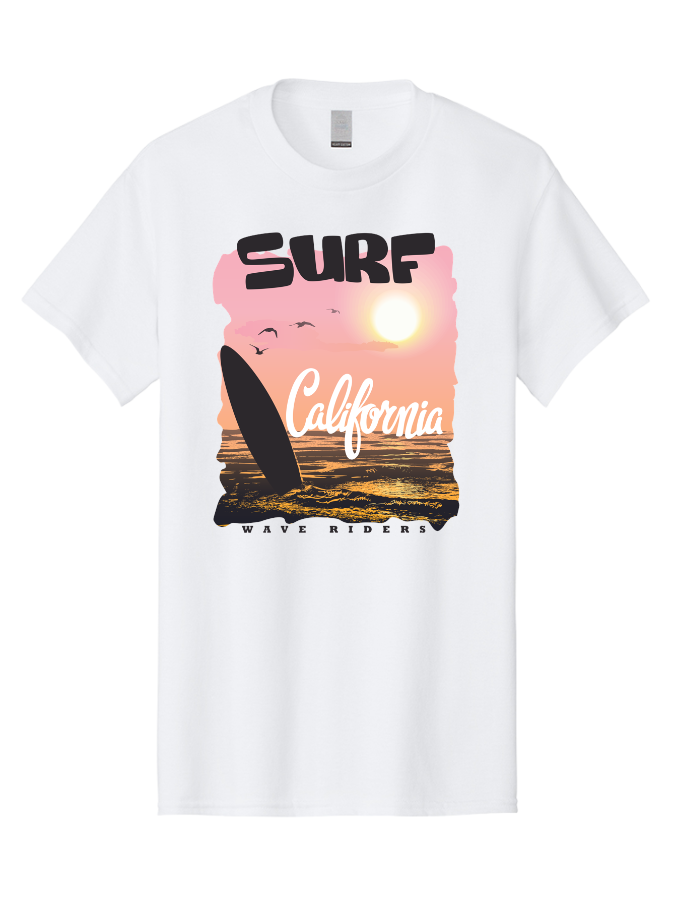 Surf-California Men'S Graphic Tee, 100% Cotton, Comfortable Casual Summer Wear, Machine Washable, Surfing In California, Wave Riders, Beach Life, Surfers Paradise, Coastal Scenery, Sunset Over The Ocean, Seagulls Flying, Aac372 27