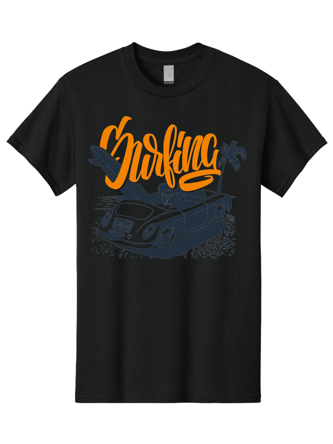 Surfing Men'S Graphic Tee, 100% Cotton, Comfortable Casual Summer Wear, Machine Washable, Vintage Convertible Car, Surfing Culture, Beach Lifestyle, Retro Style, Surfboard On Car, Palm Tree, Summer Fun, Surf Vibes, Classic Automobile Aac373 21