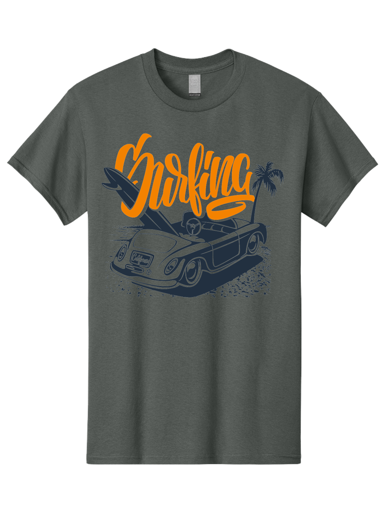 Surfing Men'S Graphic Tee, 100% Cotton, Comfortable Casual Summer Wear, Machine Washable, Vintage Convertible Car, Surfing Culture, Beach Lifestyle, Retro Style, Surfboard On Car, Palm Tree, Summer Fun, Surf Vibes, Classic Automobile Aac373 23