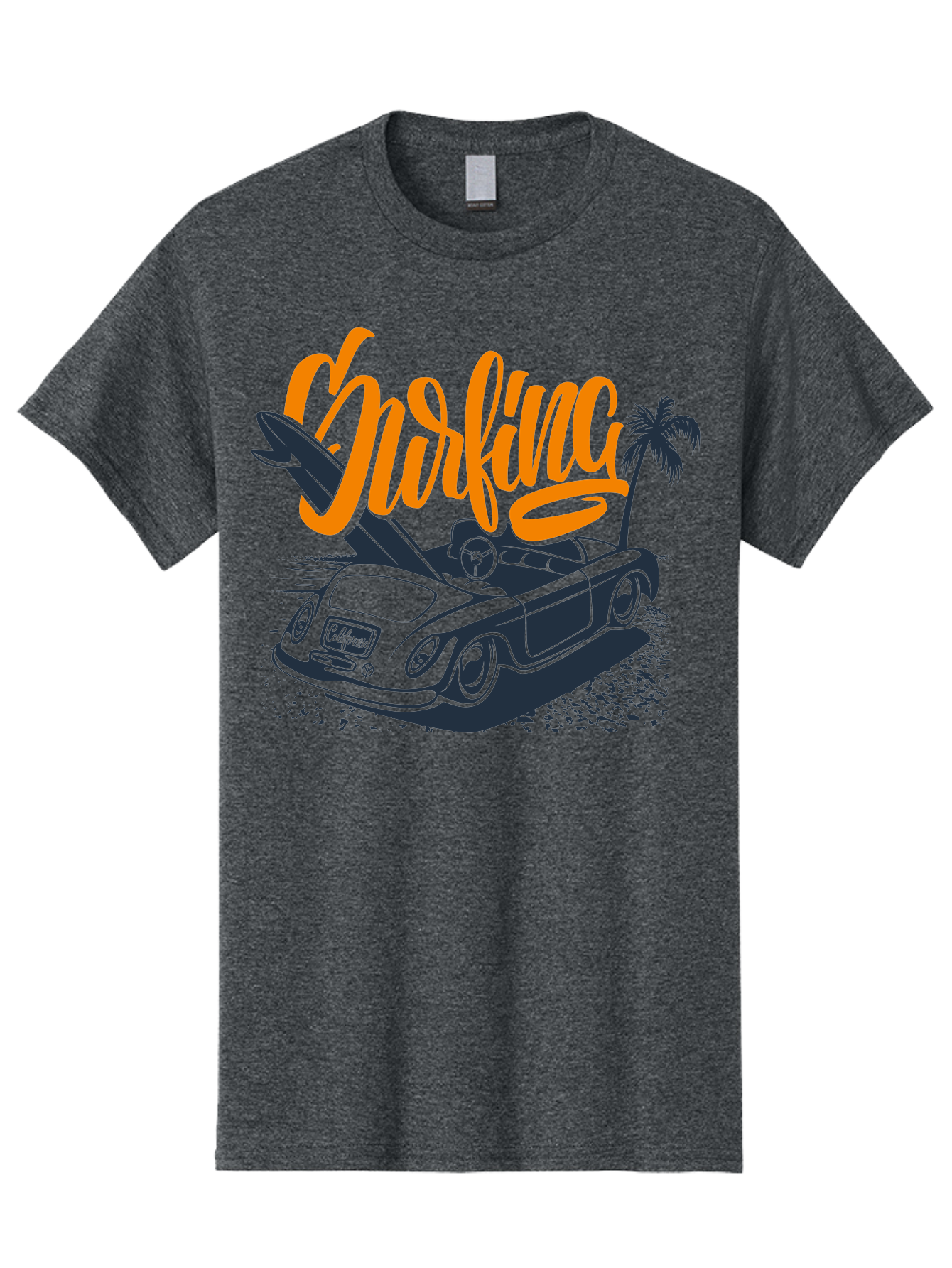 Surfing Men'S Graphic Tee, 100% Cotton, Comfortable Casual Summer Wear, Machine Washable, Vintage Convertible Car, Surfing Culture, Beach Lifestyle, Retro Style, Surfboard On Car, Palm Tree, Summer Fun, Surf Vibes, Classic Automobile Aac373 15