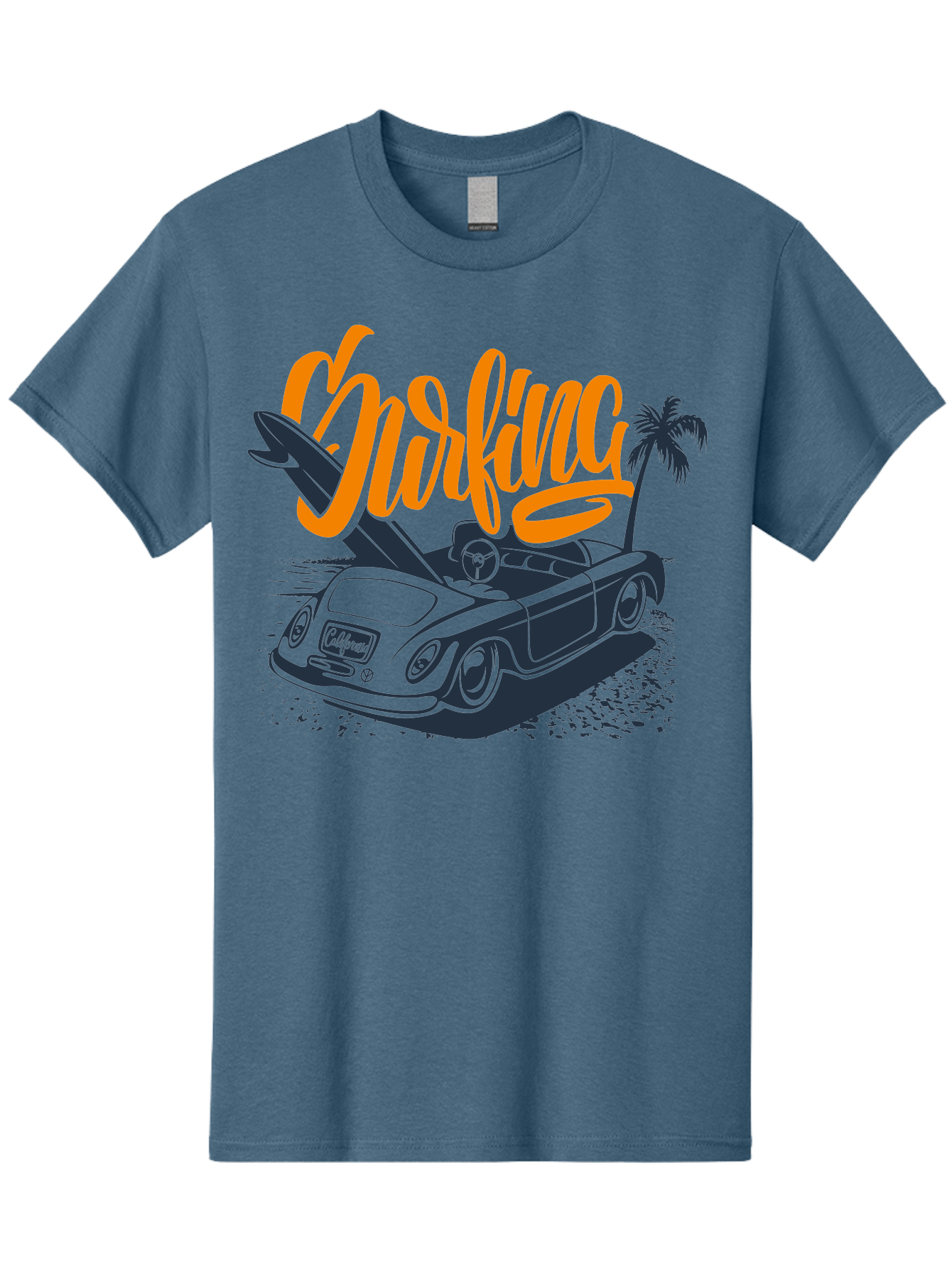 Surfing Men'S Graphic Tee, 100% Cotton, Comfortable Casual Summer Wear, Machine Washable, Vintage Convertible Car, Surfing Culture, Beach Lifestyle, Retro Style, Surfboard On Car, Palm Tree, Summer Fun, Surf Vibes, Classic Automobile Aac373 25