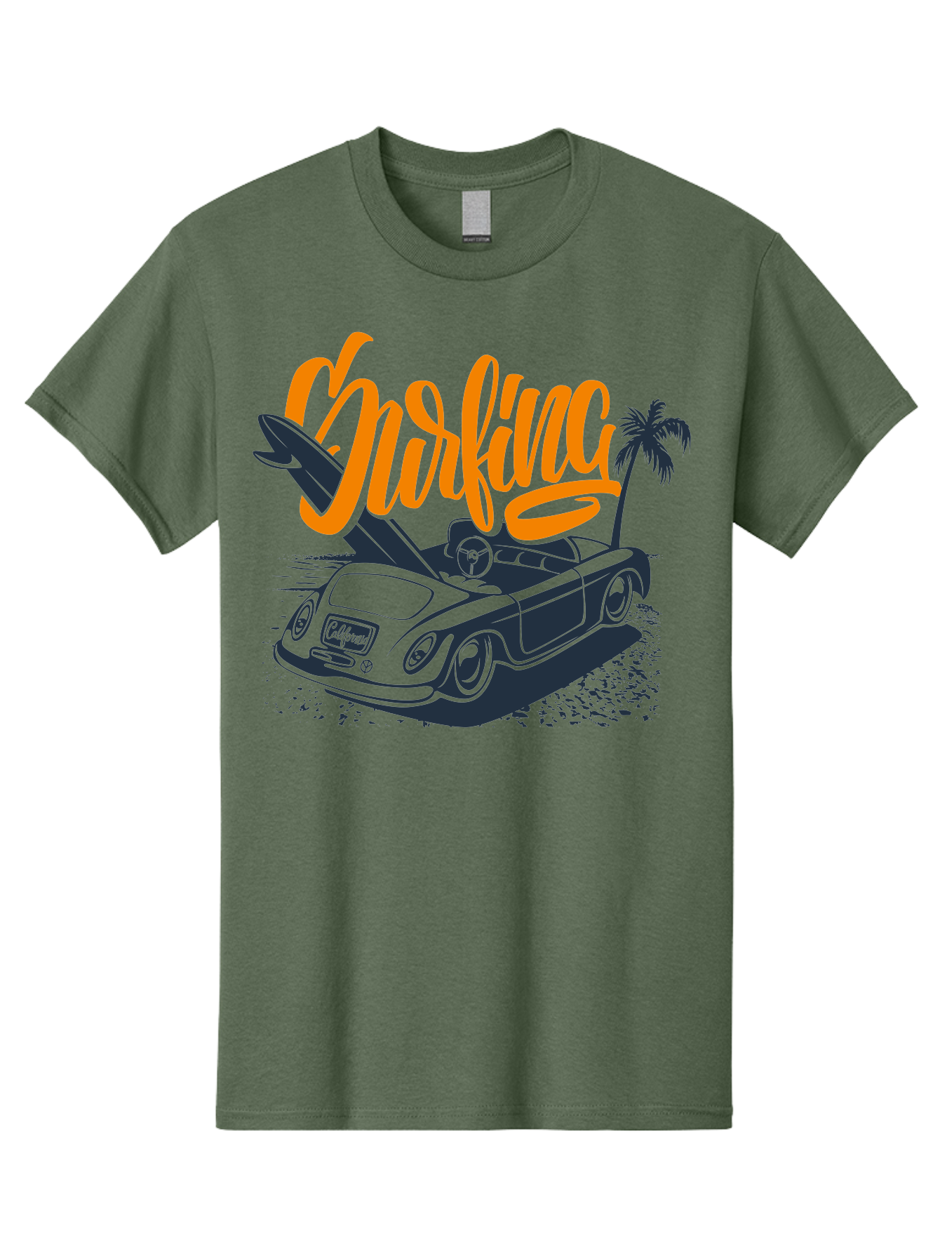 Surfing Men'S Graphic Tee, 100% Cotton, Comfortable Casual Summer Wear, Machine Washable, Vintage Convertible Car, Surfing Culture, Beach Lifestyle, Retro Style, Surfboard On Car, Palm Tree, Summer Fun, Surf Vibes, Classic Automobile Aac373 5