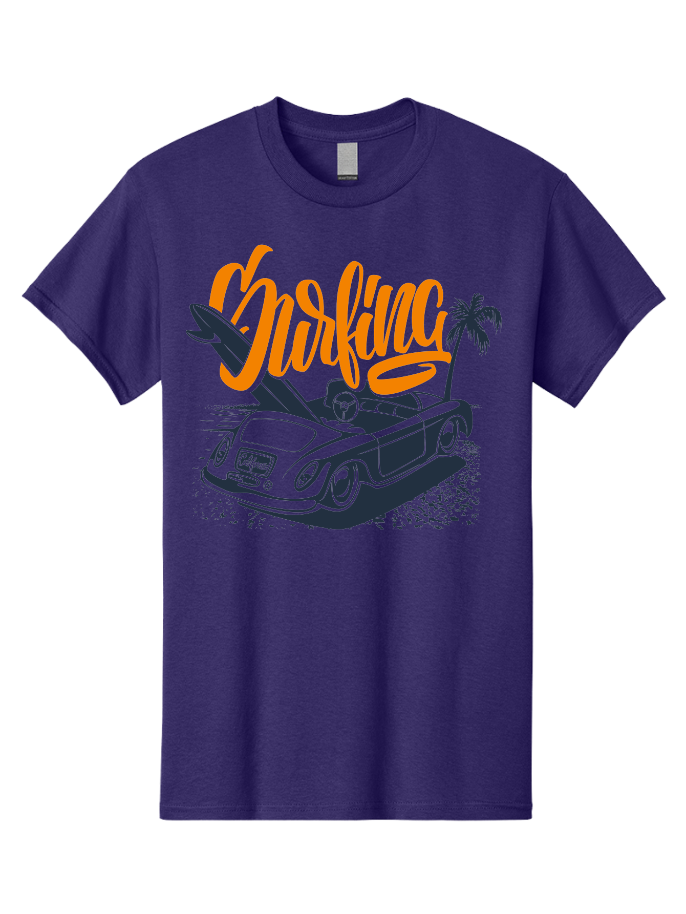Surfing Men'S Graphic Tee, 100% Cotton, Comfortable Casual Summer Wear, Machine Washable, Vintage Convertible Car, Surfing Culture, Beach Lifestyle, Retro Style, Surfboard On Car, Palm Tree, Summer Fun, Surf Vibes, Classic Automobile Aac373 3